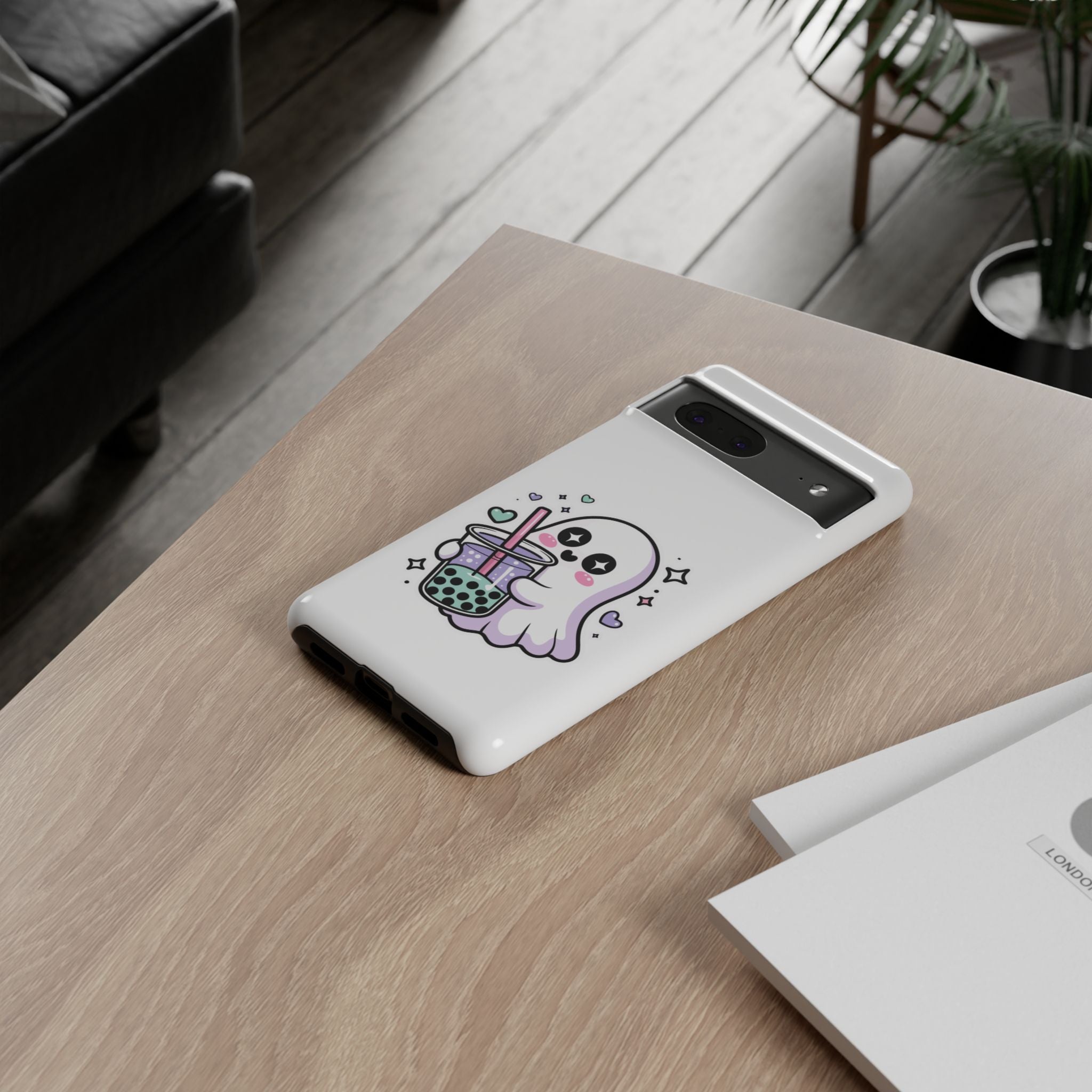 Cute Ghost Boba Phone Case – Kawaii Bubble Tea Ghost Cover | Spooky Cute Aesthetic Case