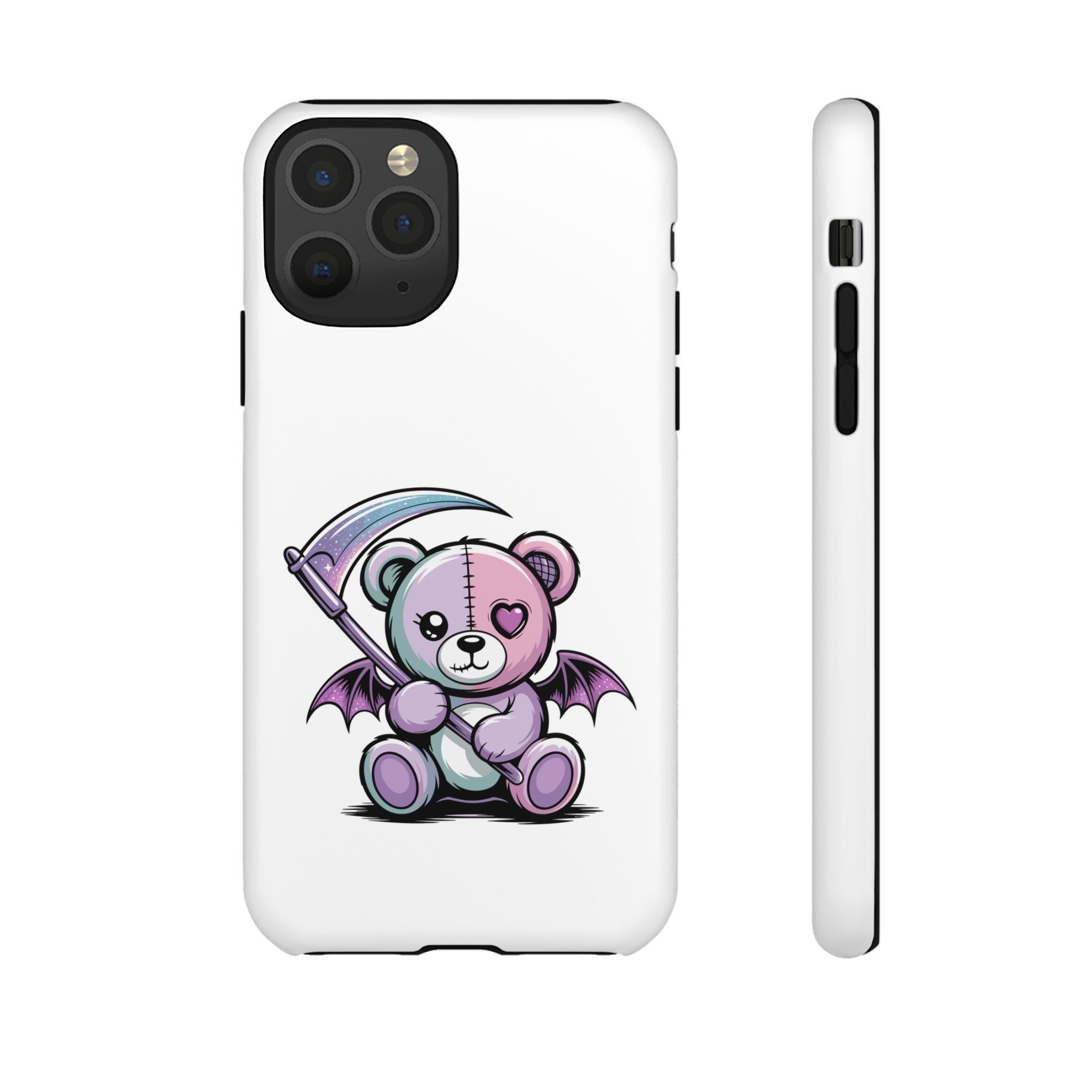 Pastel Goth Teddy Bear Phone Case – Creepy Cute Winged Bear with Scythe | Kawaii Goth Aesthetic Case