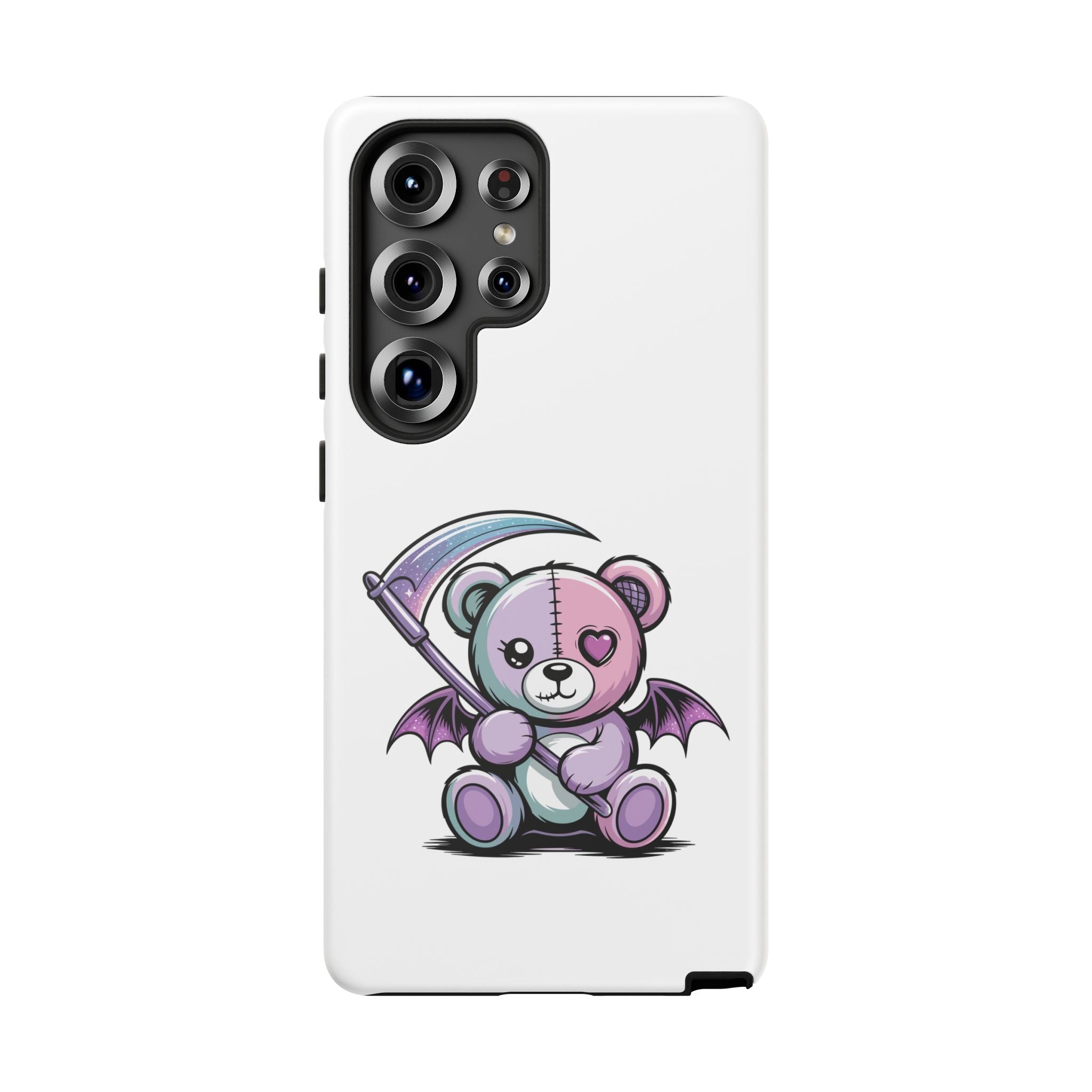 Pastel Goth Teddy Bear Phone Case – Creepy Cute Winged Bear with Scythe | Kawaii Goth Aesthetic Case