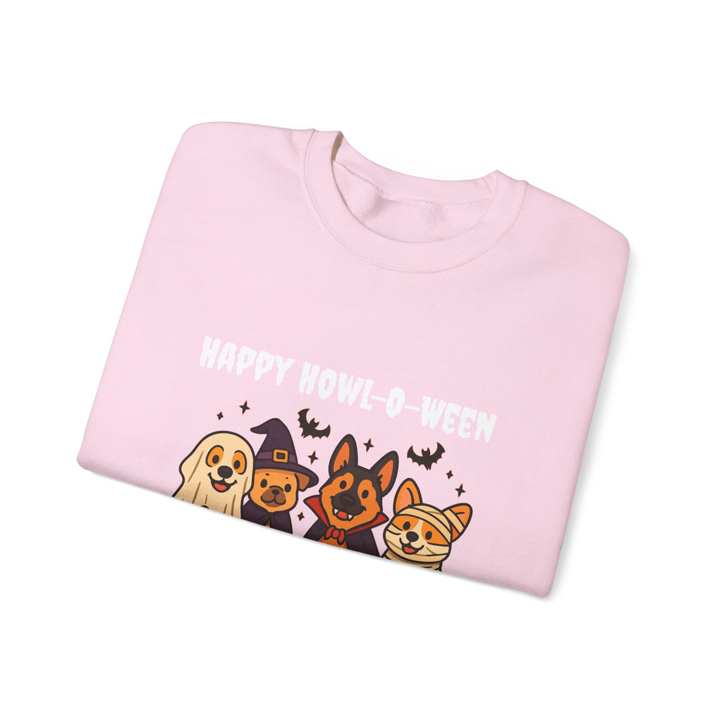 Funny Dog Halloween Sweatshirt – Happy Howl-O-Ween Dog Costume Graphic Sweatshirt | Cute Dog Halloween Party Sweatshirt
