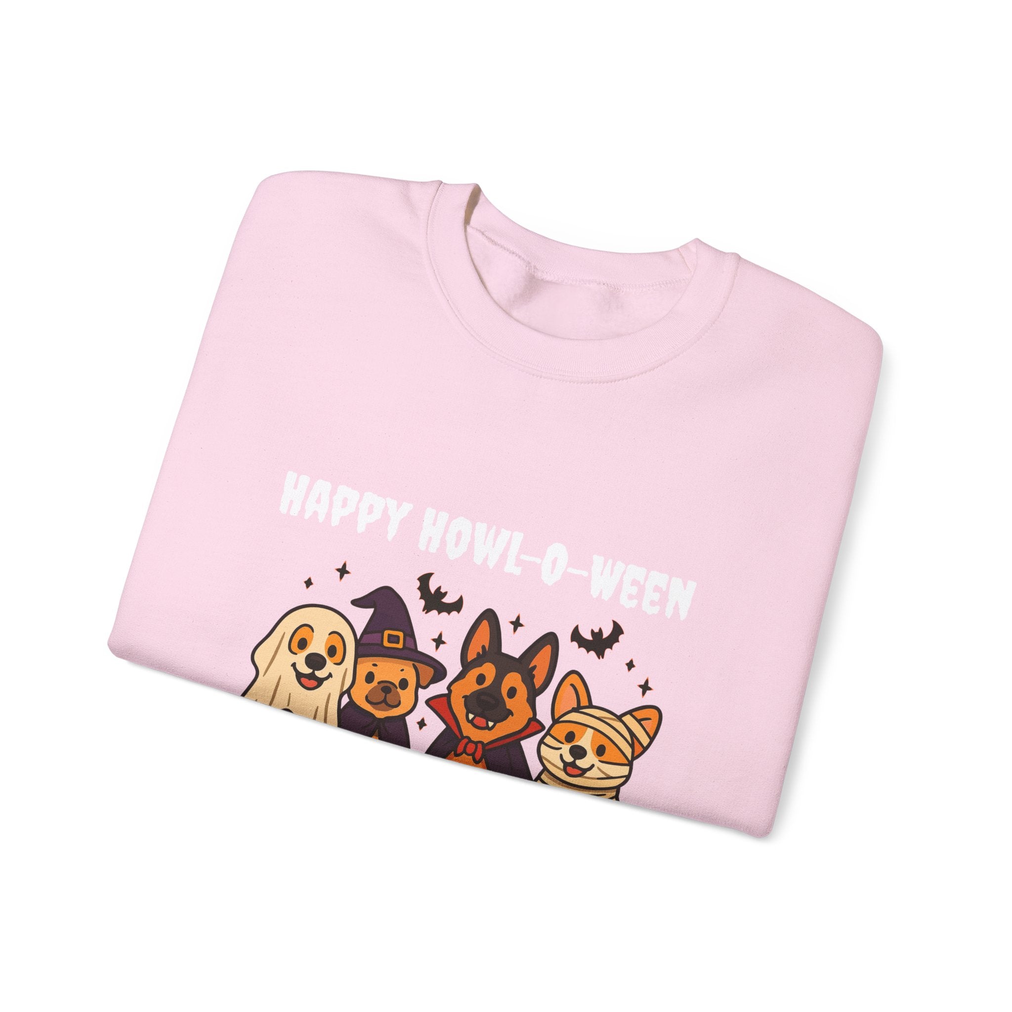 Funny Dog Halloween Sweatshirt – Happy Howl-O-Ween Dog Costume Graphic Sweatshirt | Cute Dog Halloween Party Sweatshirt