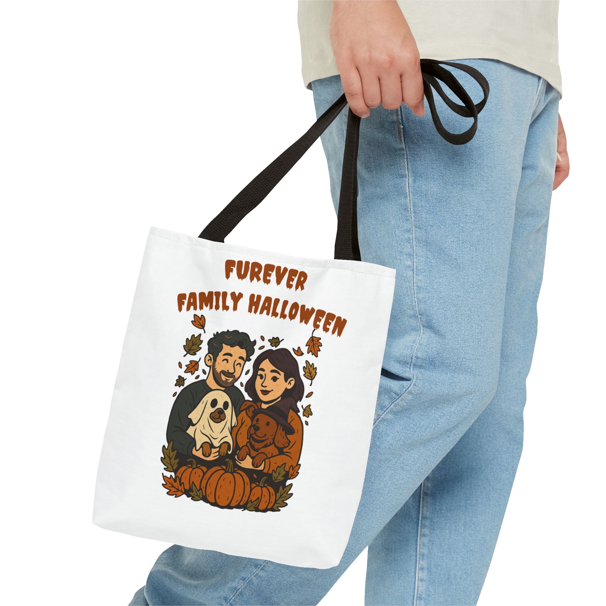 Halloween Dog Tote Bag — Dog Lover “Furever Family Halloween” Autumn Pumpkin Pet Tote