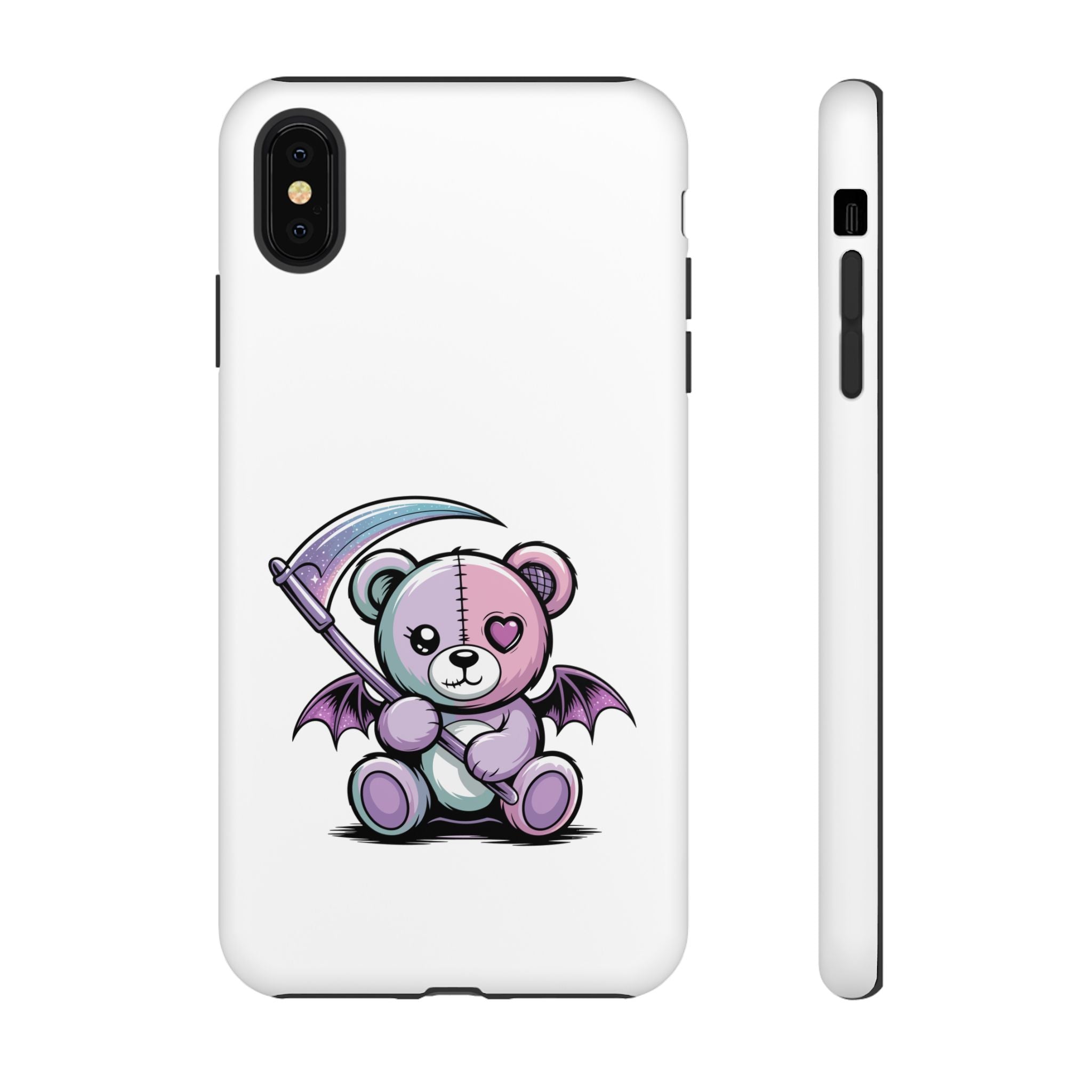 Pastel Goth Teddy Bear Phone Case – Creepy Cute Winged Bear with Scythe | Kawaii Goth Aesthetic Case