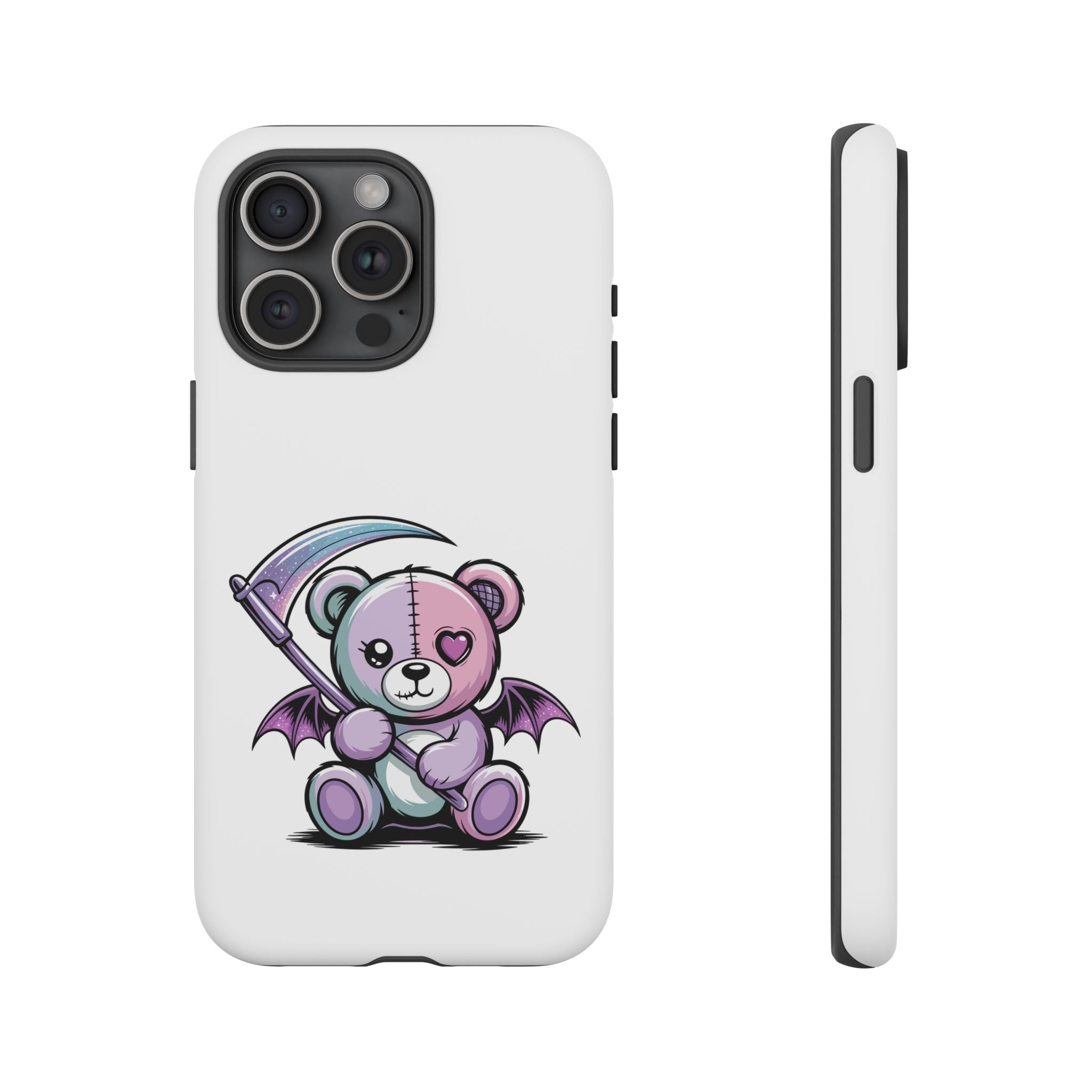 Pastel Goth Teddy Bear Phone Case – Creepy Cute Winged Bear with Scythe | Kawaii Goth Aesthetic Case