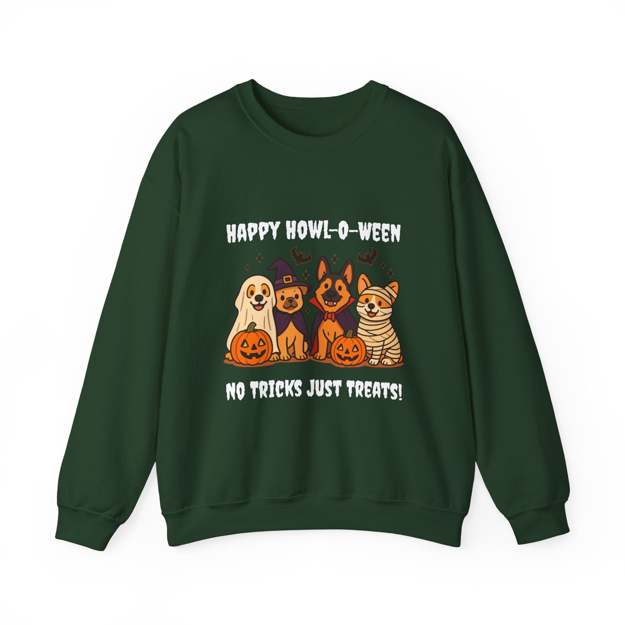 Funny Dog Halloween Sweatshirt – Happy Howl-O-Ween Dog Costume Graphic Sweatshirt | Cute Dog Halloween Party Sweatshirt