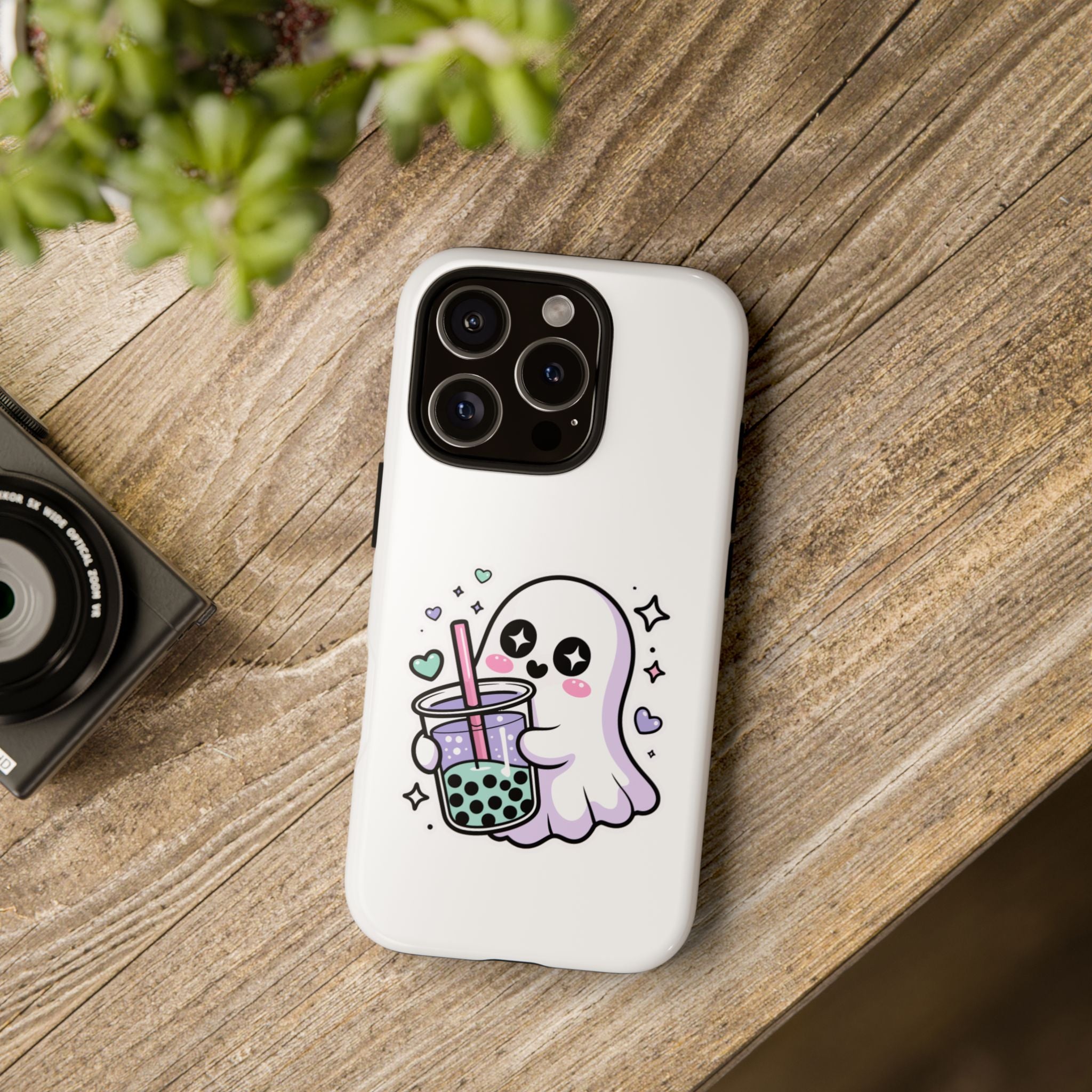 Cute Ghost Boba Phone Case – Kawaii Bubble Tea Ghost Cover | Spooky Cute Aesthetic Case