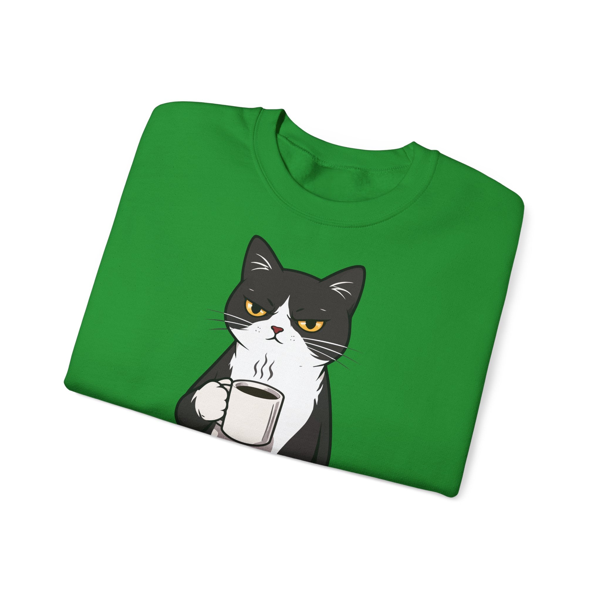 Funny Cat Coffee Sweatshirt – Coffee Because Murder Is Wrong | Sarcastic Cat Lover Graphic
