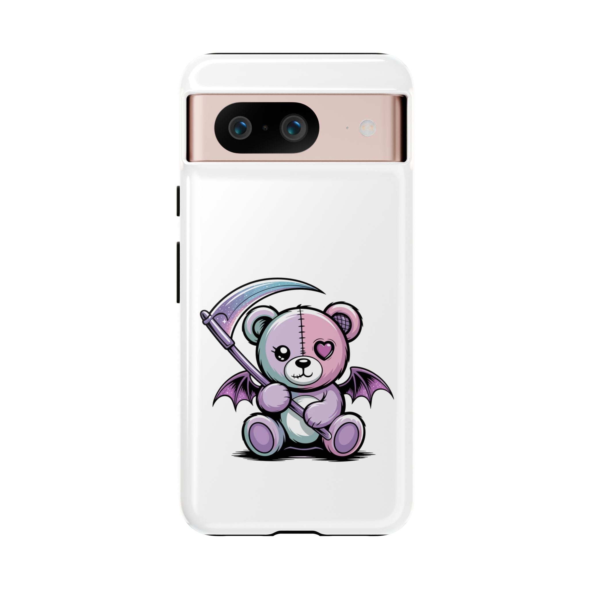 Pastel Goth Teddy Bear Phone Case – Creepy Cute Winged Bear with Scythe | Kawaii Goth Aesthetic Case
