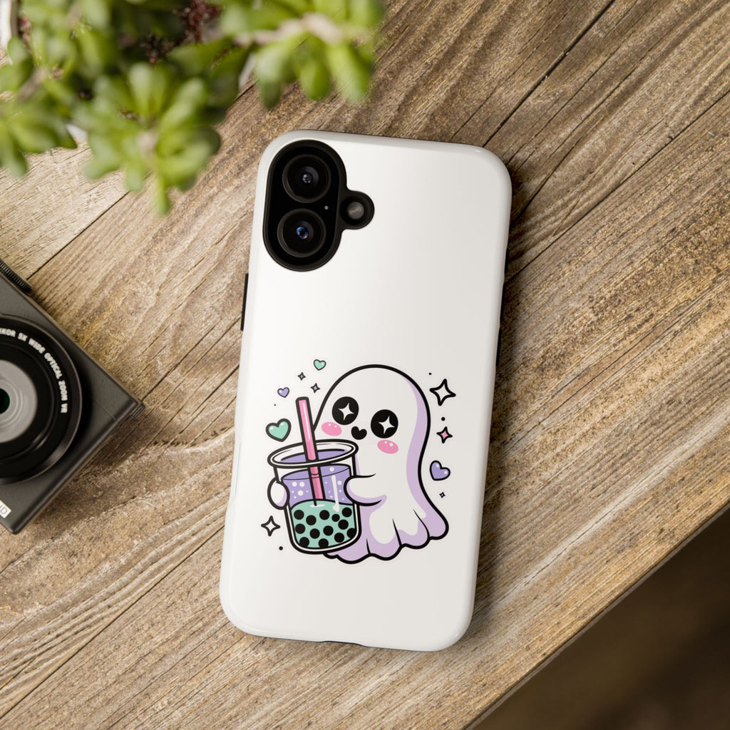 Cute Ghost Boba Phone Case – Kawaii Bubble Tea Ghost Cover | Spooky Cute Aesthetic Case