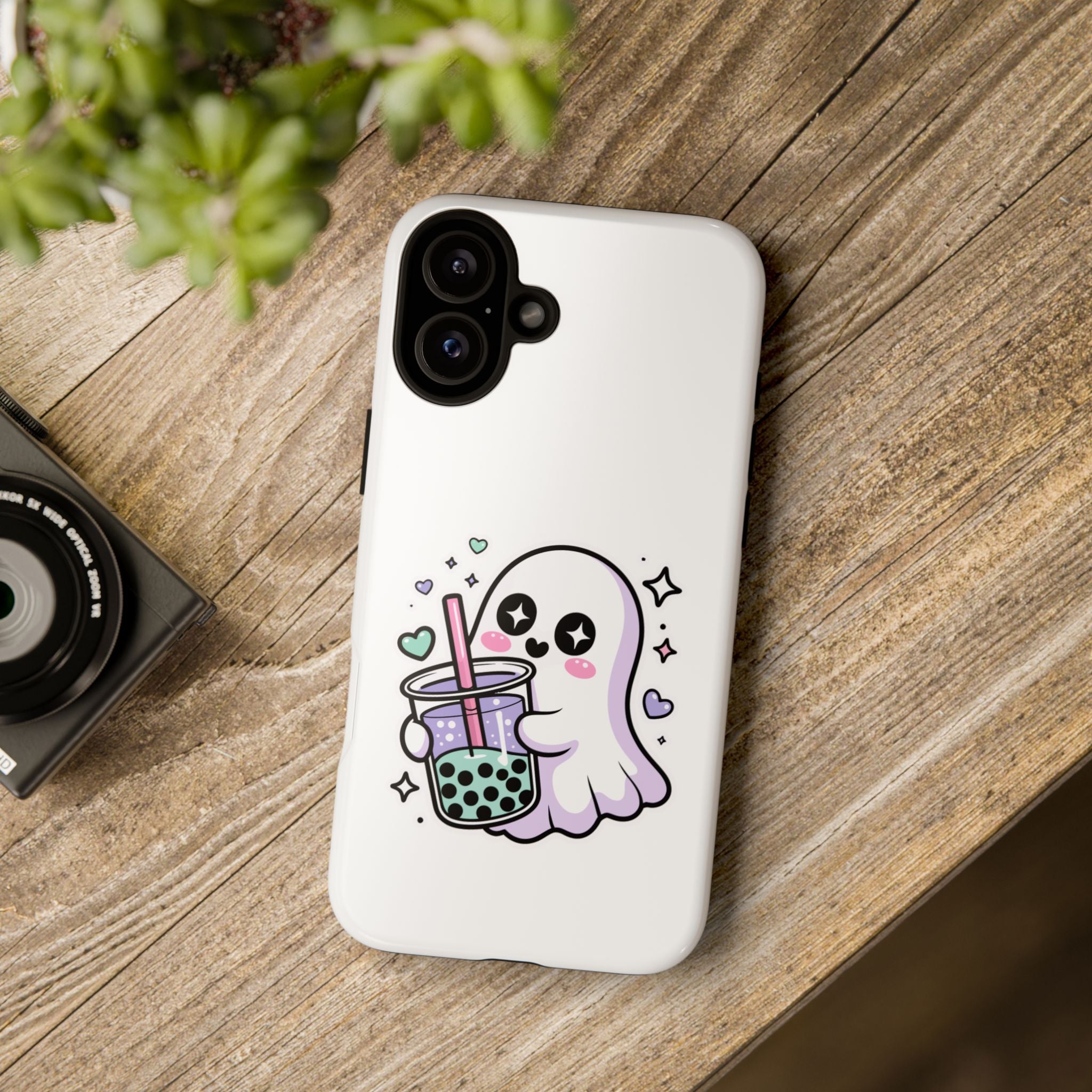 Cute Ghost Boba Phone Case – Kawaii Bubble Tea Ghost Cover | Spooky Cute Aesthetic Case