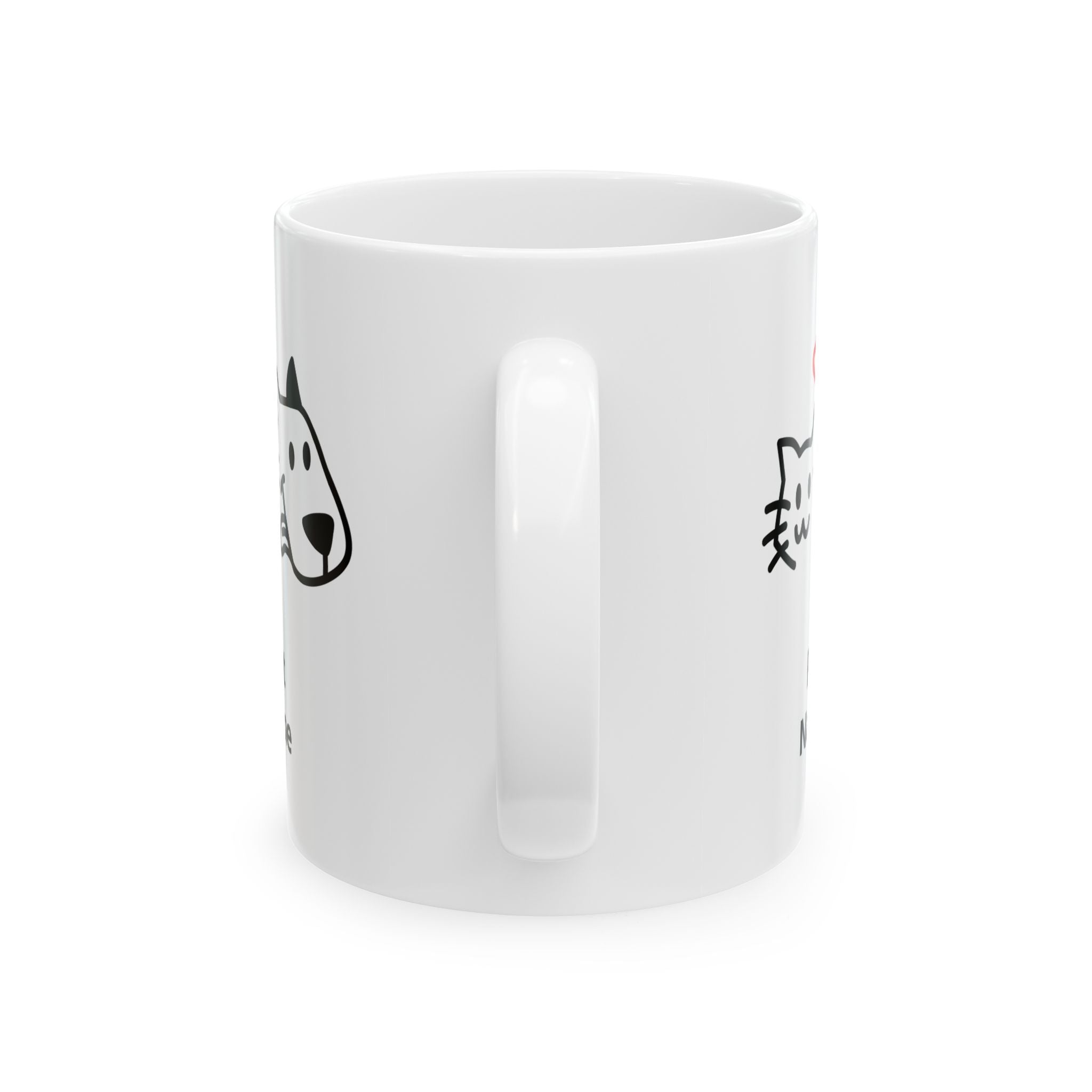 Cat & Dog Doodle Ceramic Mug – Cute Pet Faces Coffee Cup (11oz, 15oz)