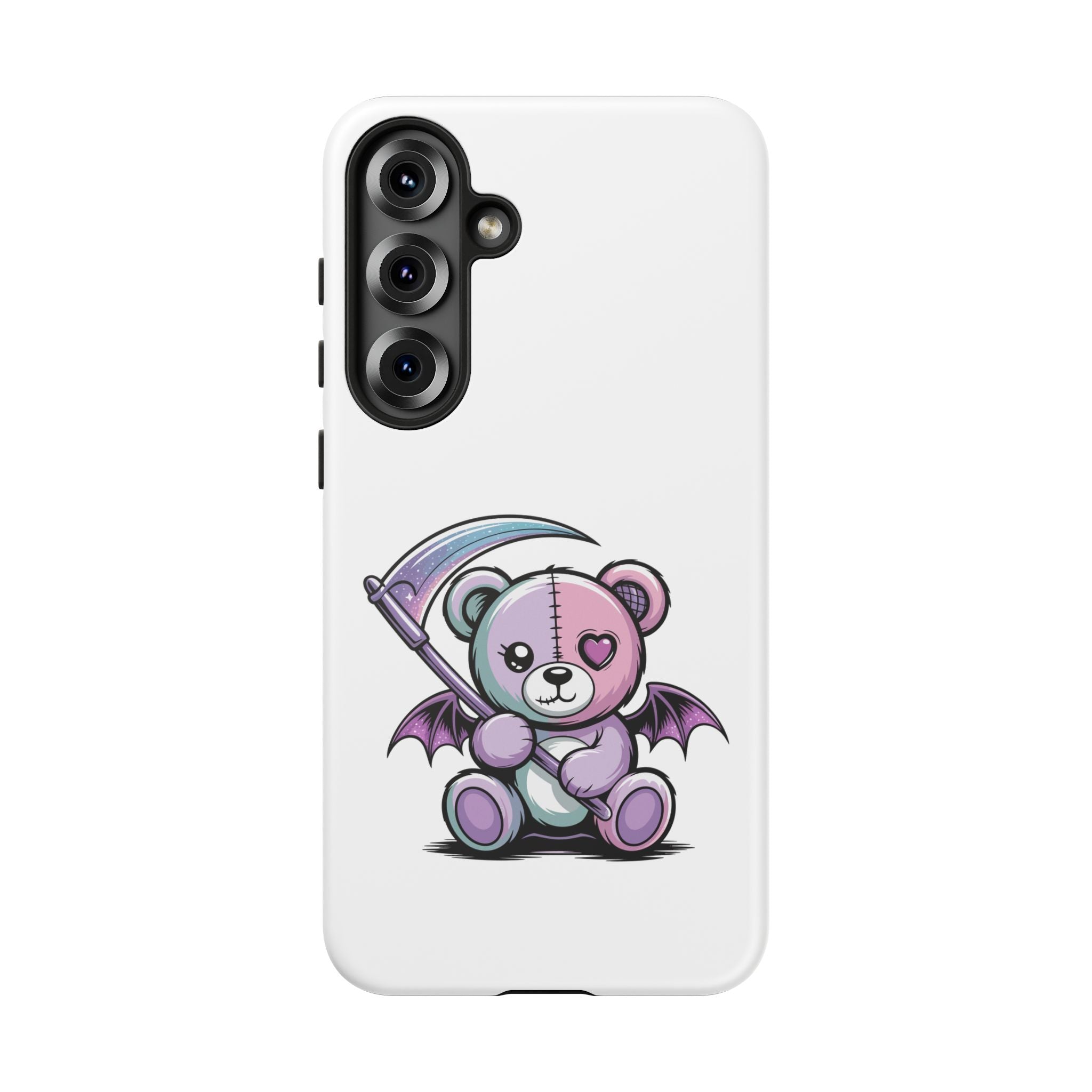 Pastel Goth Teddy Bear Phone Case – Creepy Cute Winged Bear with Scythe | Kawaii Goth Aesthetic Case