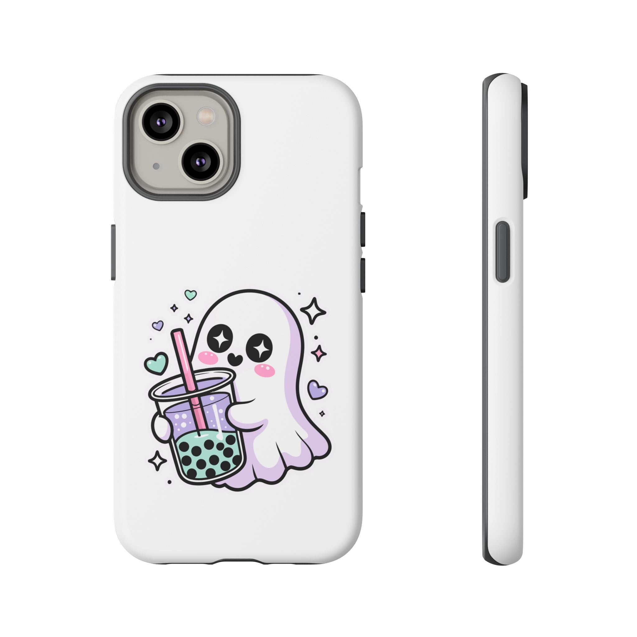 Cute Ghost Boba Phone Case – Kawaii Bubble Tea Ghost Cover | Spooky Cute Aesthetic Case
