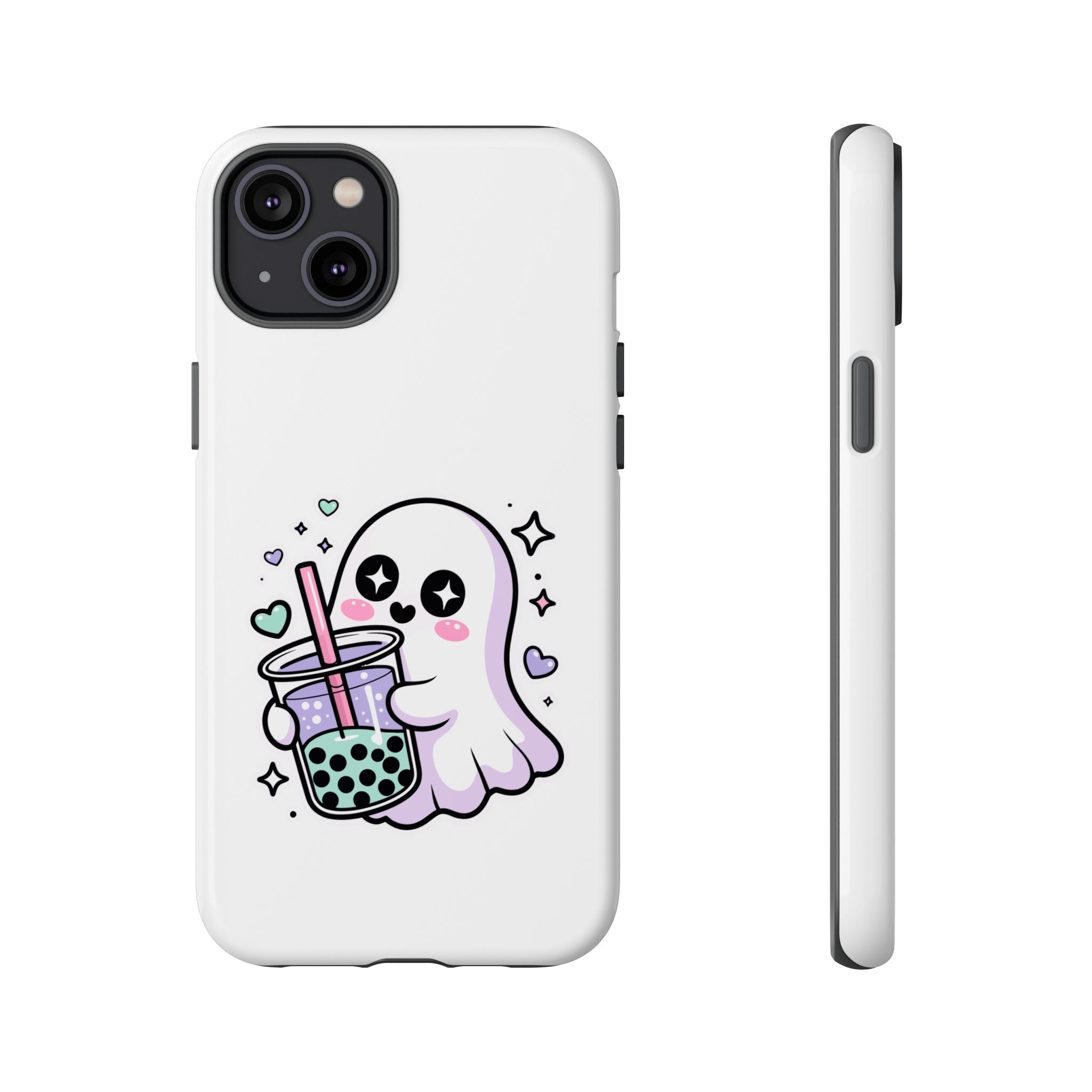 Cute Ghost Boba Phone Case – Kawaii Bubble Tea Ghost Cover | Spooky Cute Aesthetic Case