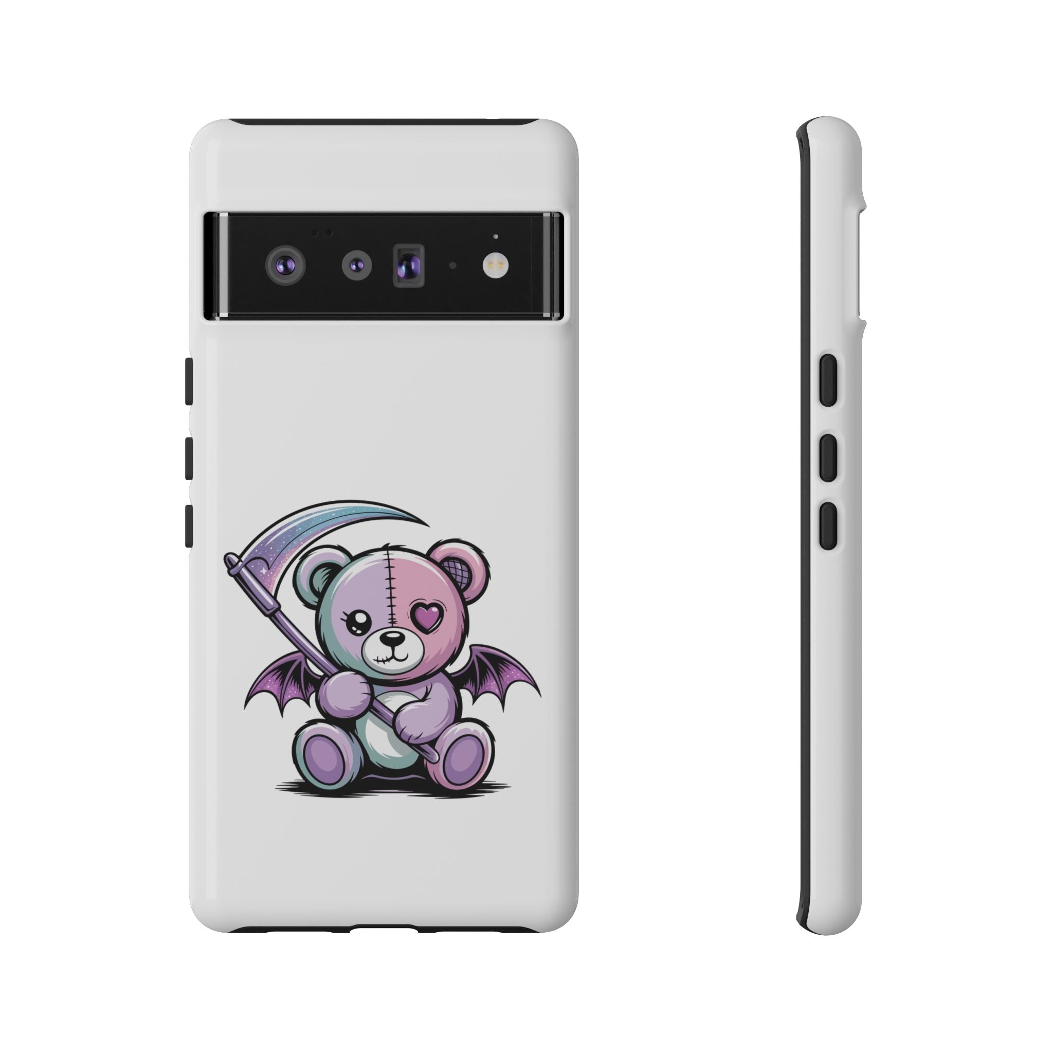 Pastel Goth Teddy Bear Phone Case – Creepy Cute Winged Bear with Scythe | Kawaii Goth Aesthetic Case