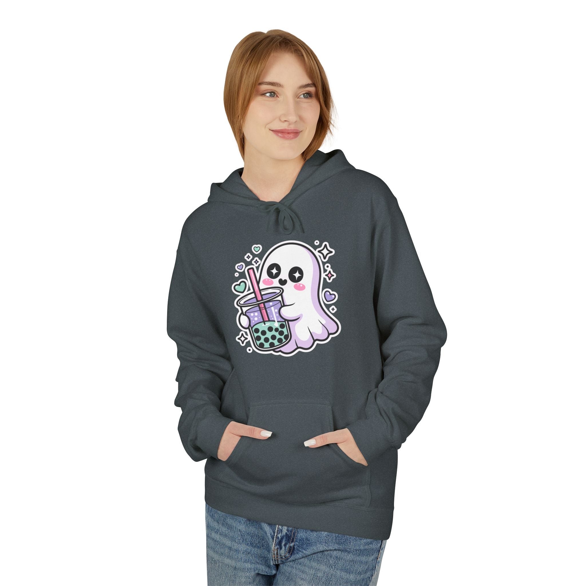 Cute Ghost Boba Tea Hoodie – Kawaii Ghost Bubble Tea Hoodie | Funny Spooky Cute Graphic Hoodie