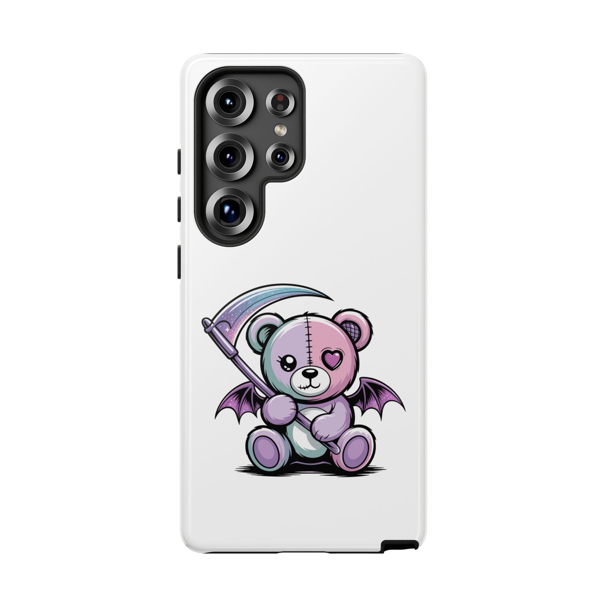 Pastel Goth Teddy Bear Phone Case – Creepy Cute Winged Bear with Scythe | Kawaii Goth Aesthetic Case