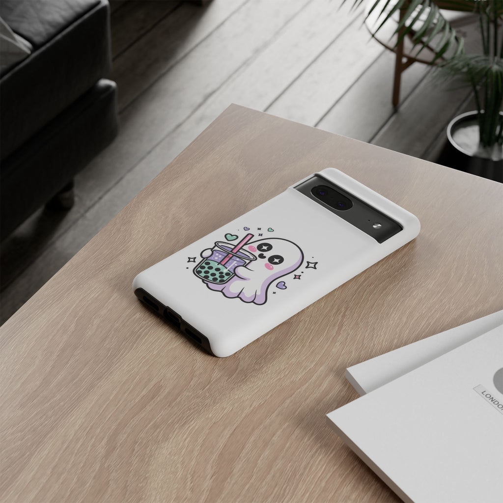 Cute Ghost Boba Phone Case – Kawaii Bubble Tea Ghost Cover | Spooky Cute Aesthetic Case