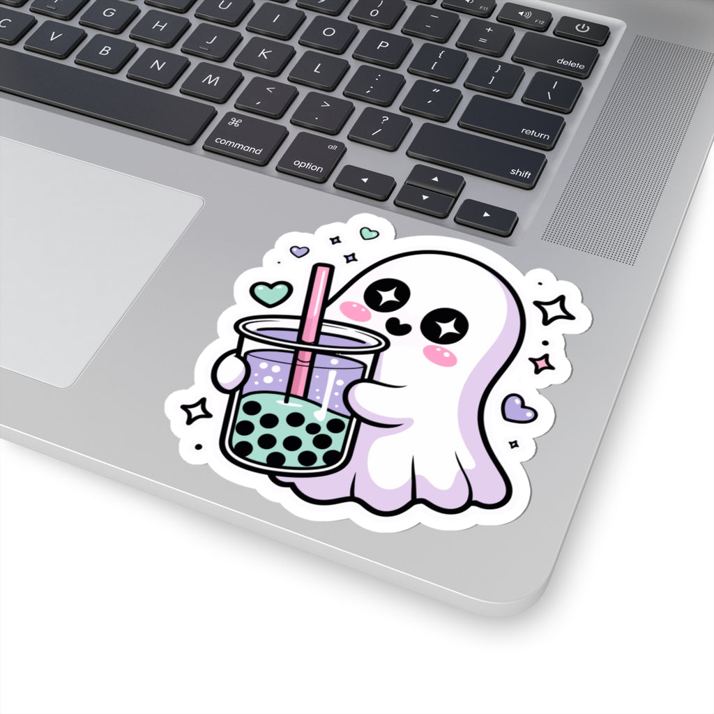 Cute Ghost Boba Sticker – Kawaii Bubble Tea Ghost Vinyl Decal | Spooky Cute Aesthetic