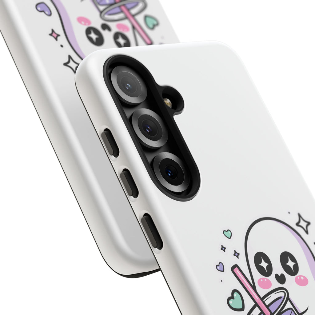 Cute Ghost Boba Phone Case – Kawaii Bubble Tea Ghost Cover | Spooky Cute Aesthetic Case