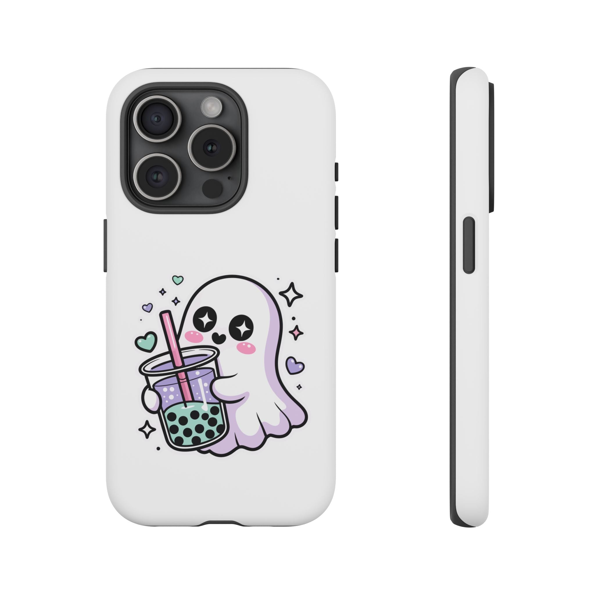 Cute Ghost Boba Phone Case – Kawaii Bubble Tea Ghost Cover | Spooky Cute Aesthetic Case