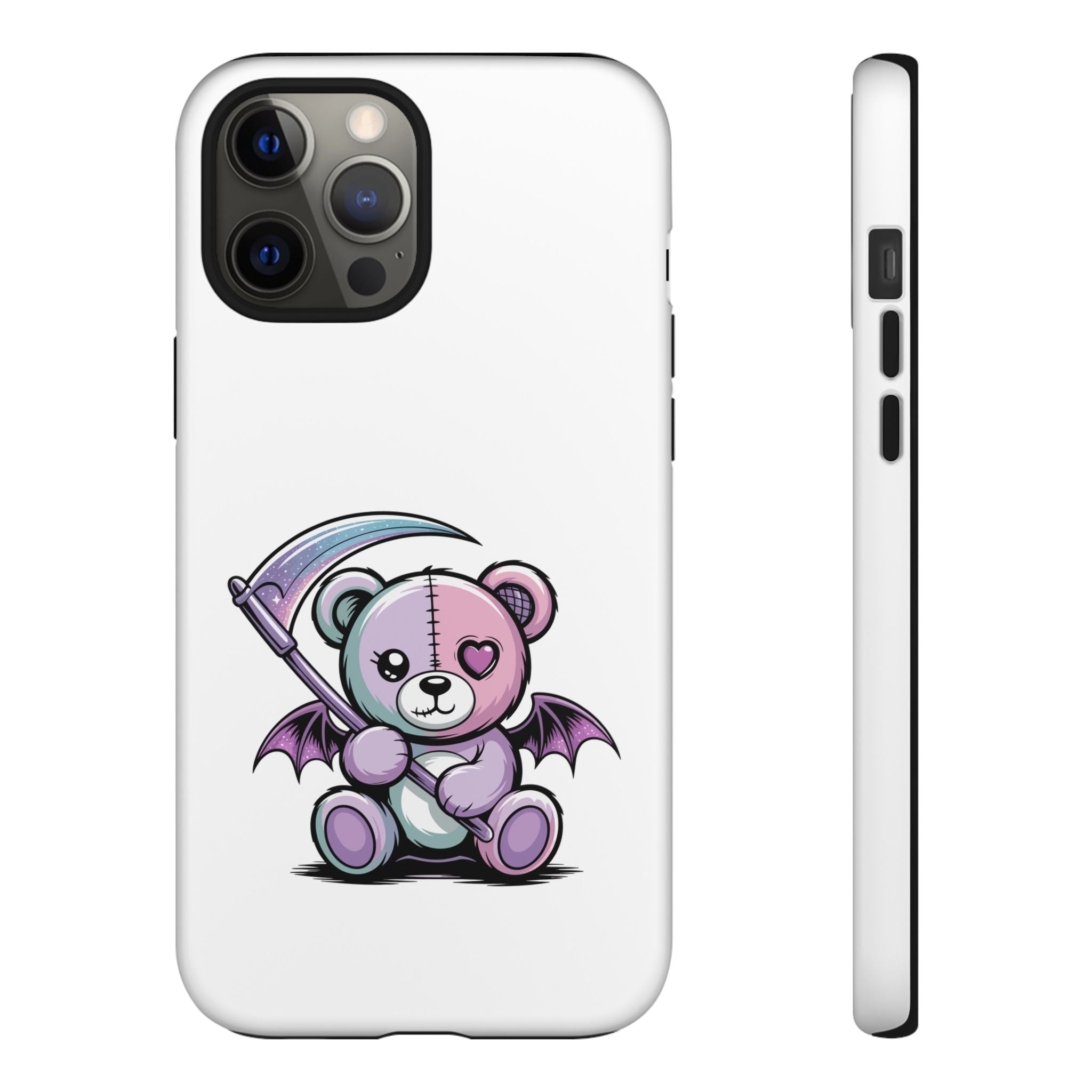 Pastel Goth Teddy Bear Phone Case – Creepy Cute Winged Bear with Scythe | Kawaii Goth Aesthetic Case