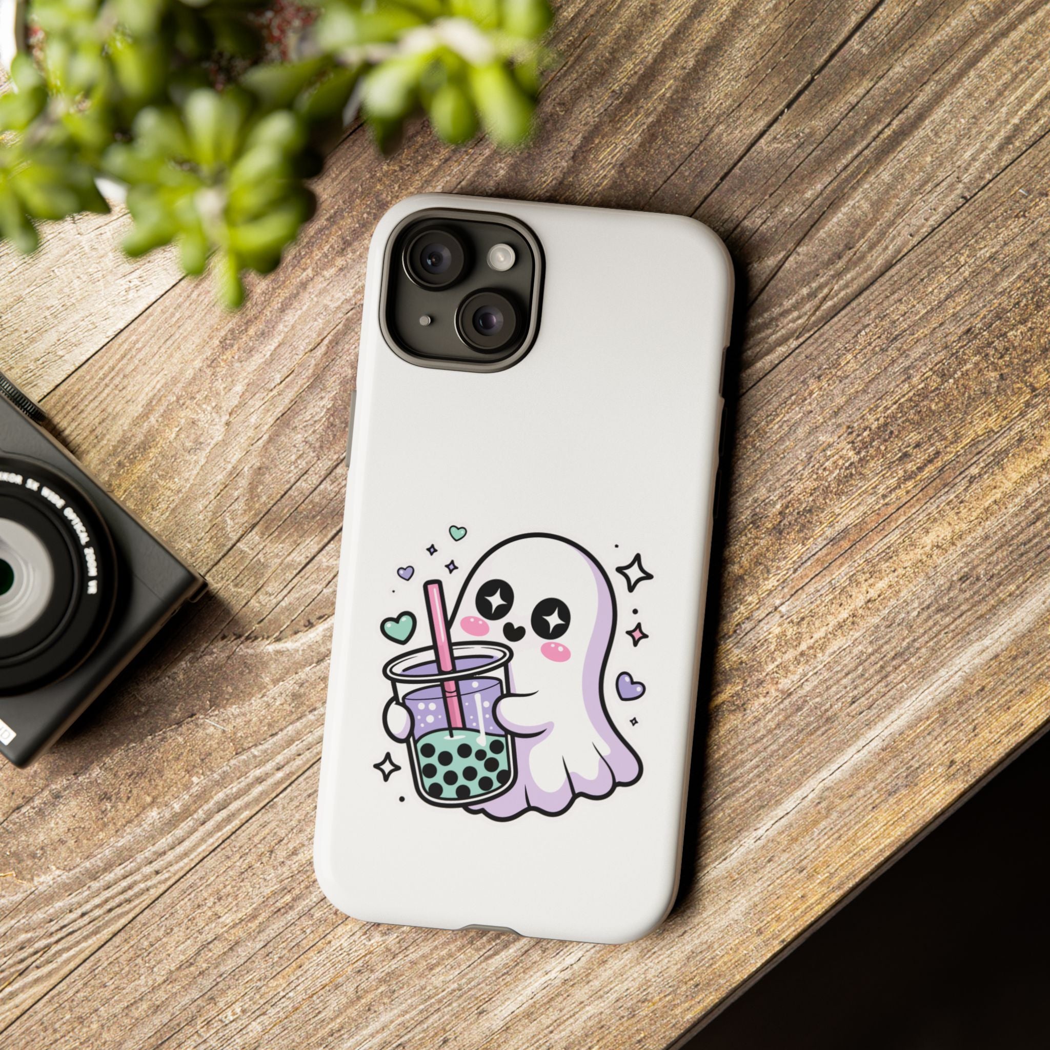 Cute Ghost Boba Phone Case – Kawaii Bubble Tea Ghost Cover | Spooky Cute Aesthetic Case