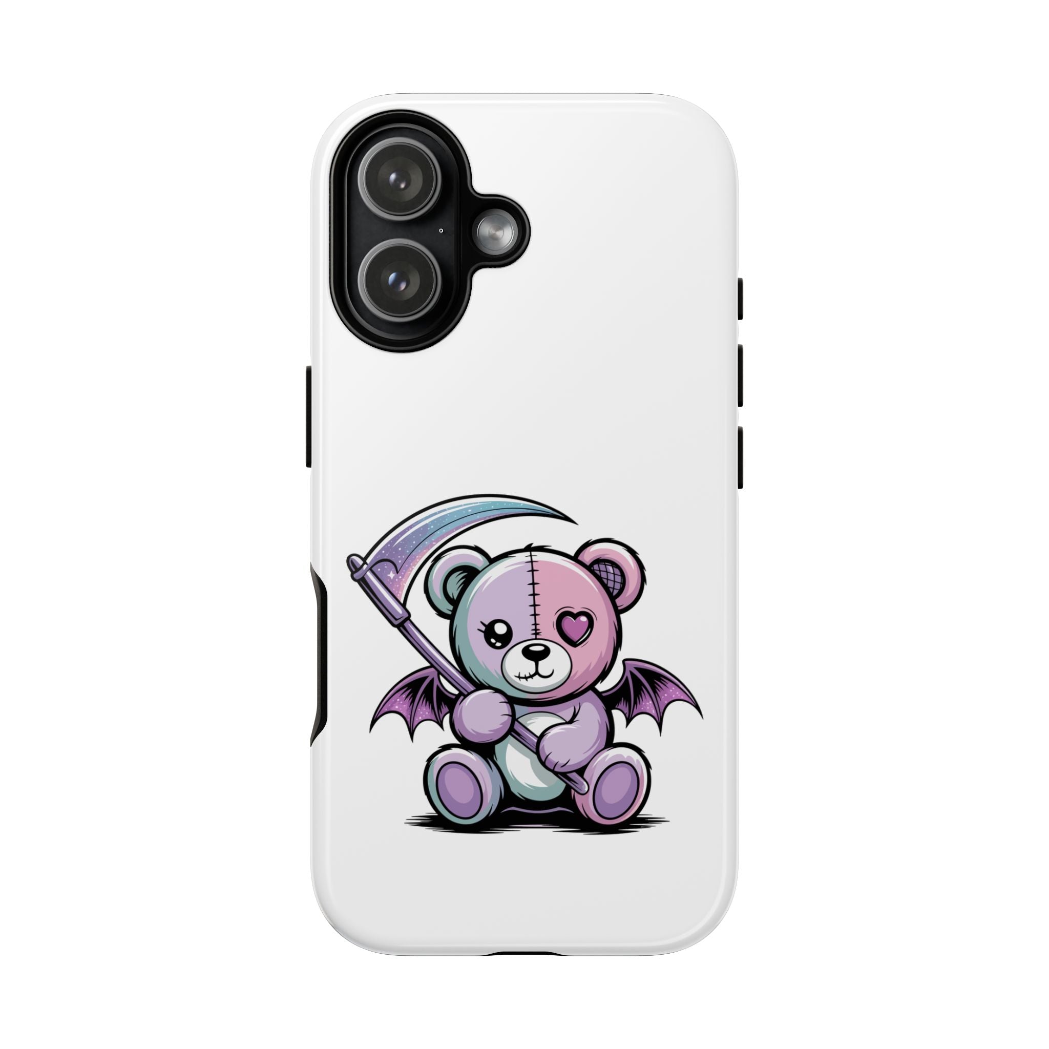 Pastel Goth Teddy Bear Phone Case – Creepy Cute Winged Bear with Scythe | Kawaii Goth Aesthetic Case