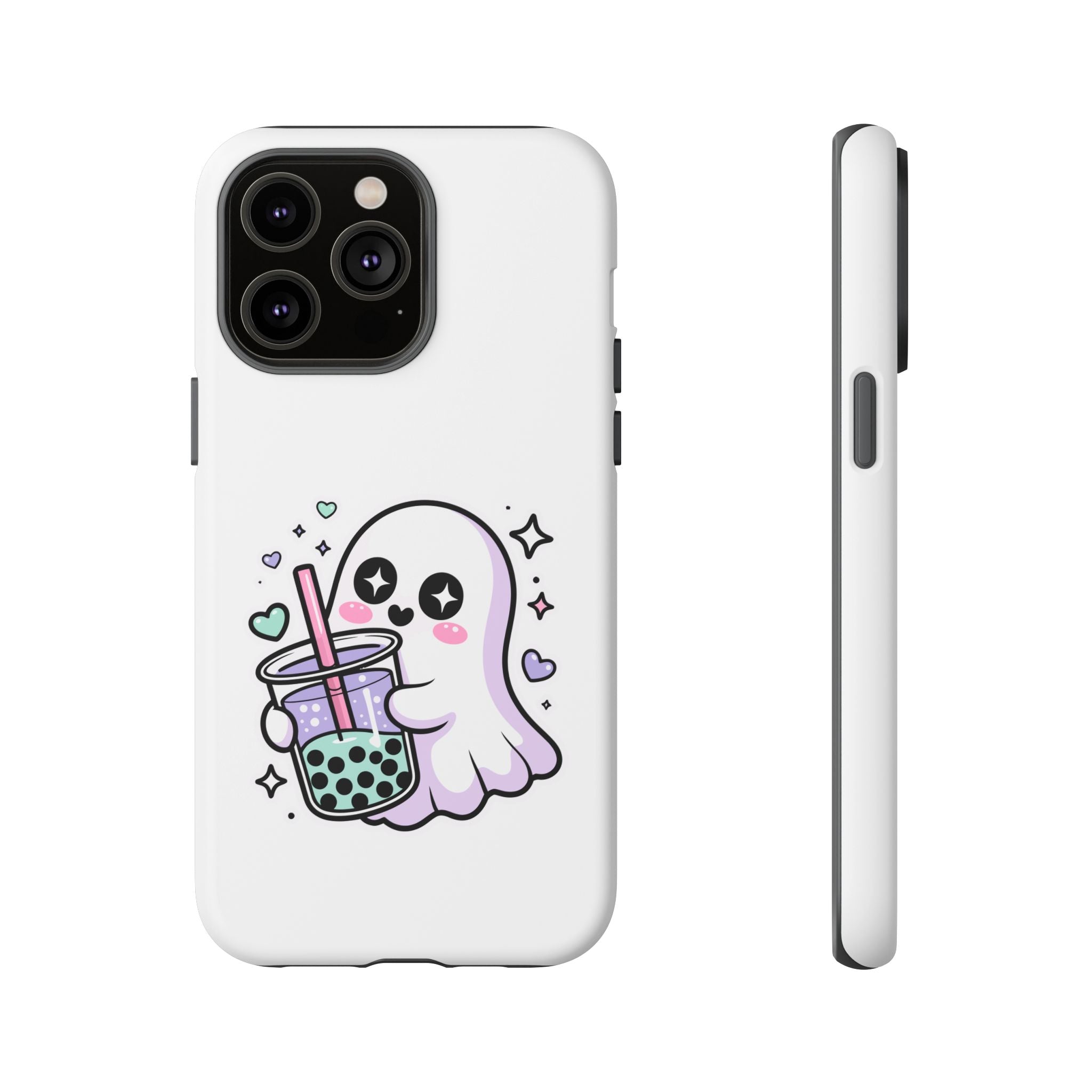 Cute Ghost Boba Phone Case – Kawaii Bubble Tea Ghost Cover | Spooky Cute Aesthetic Case