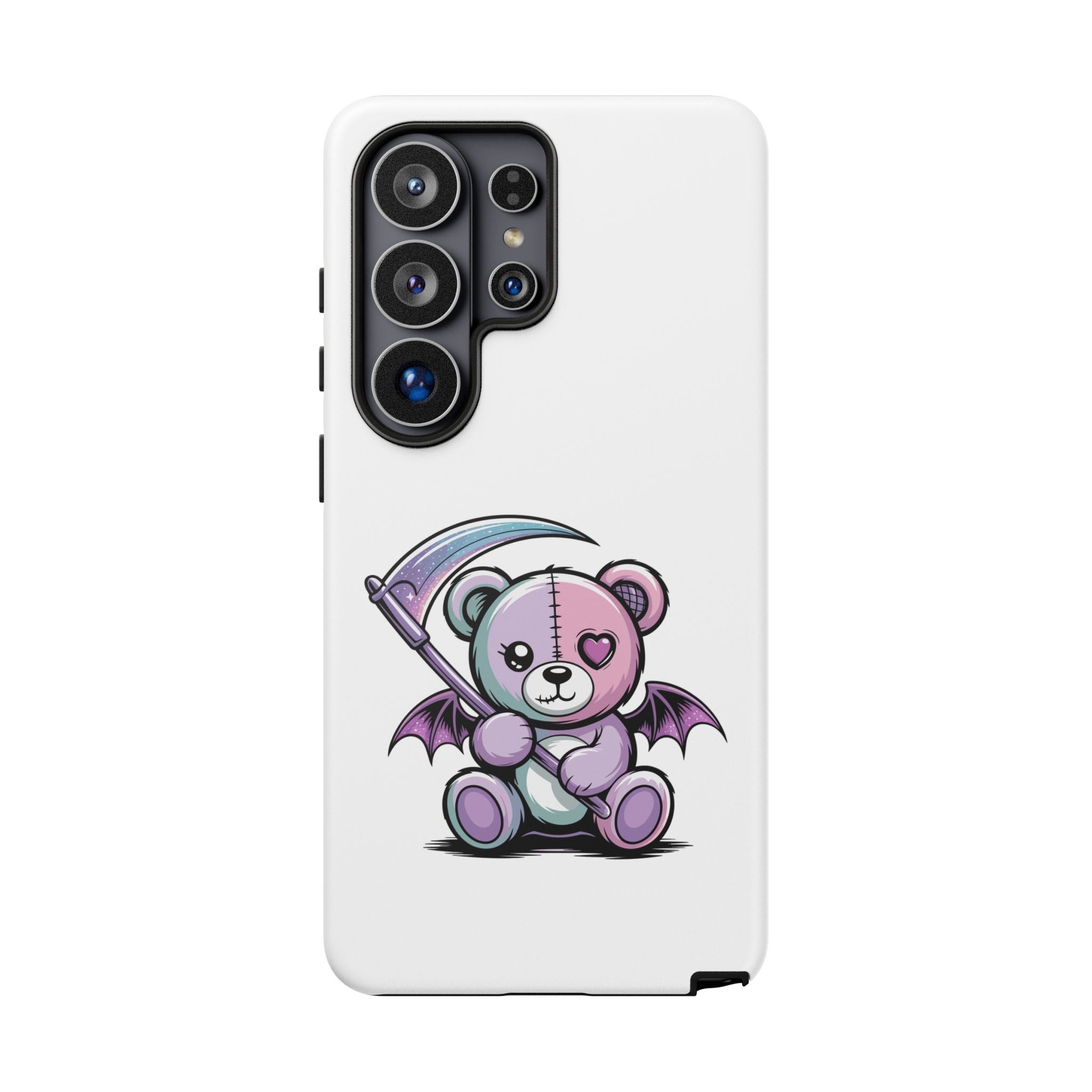 Pastel Goth Teddy Bear Phone Case – Creepy Cute Winged Bear with Scythe | Kawaii Goth Aesthetic Case