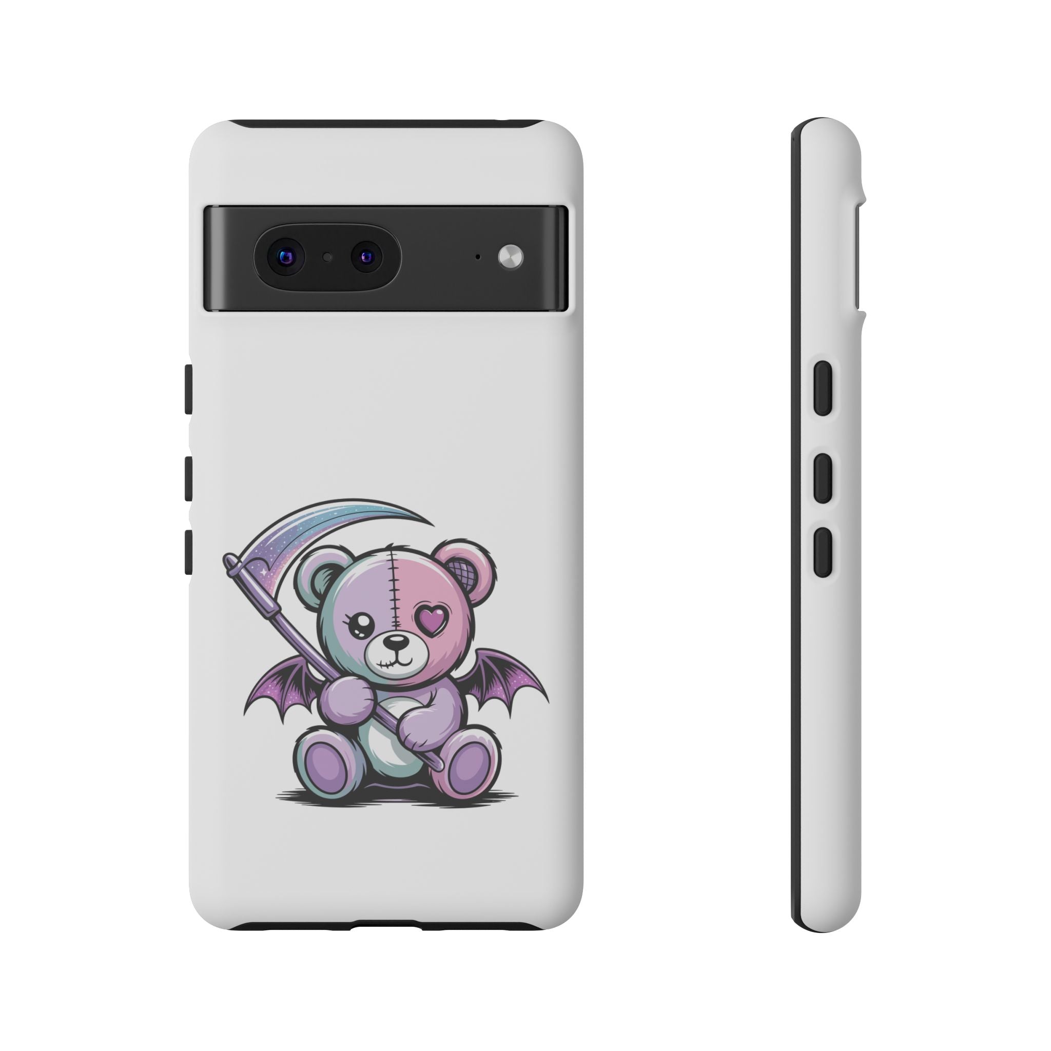 Pastel Goth Teddy Bear Phone Case – Creepy Cute Winged Bear with Scythe | Kawaii Goth Aesthetic Case
