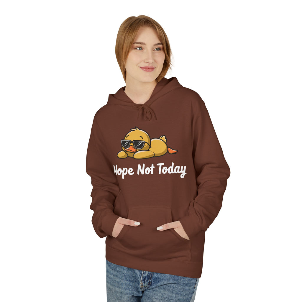 Funny Duck Graphic Hoodie – “Nope. Not Today.” Lazy Animal Meme wear | Cute Duck Illustration Hoodie | Aesthetic Streetwear