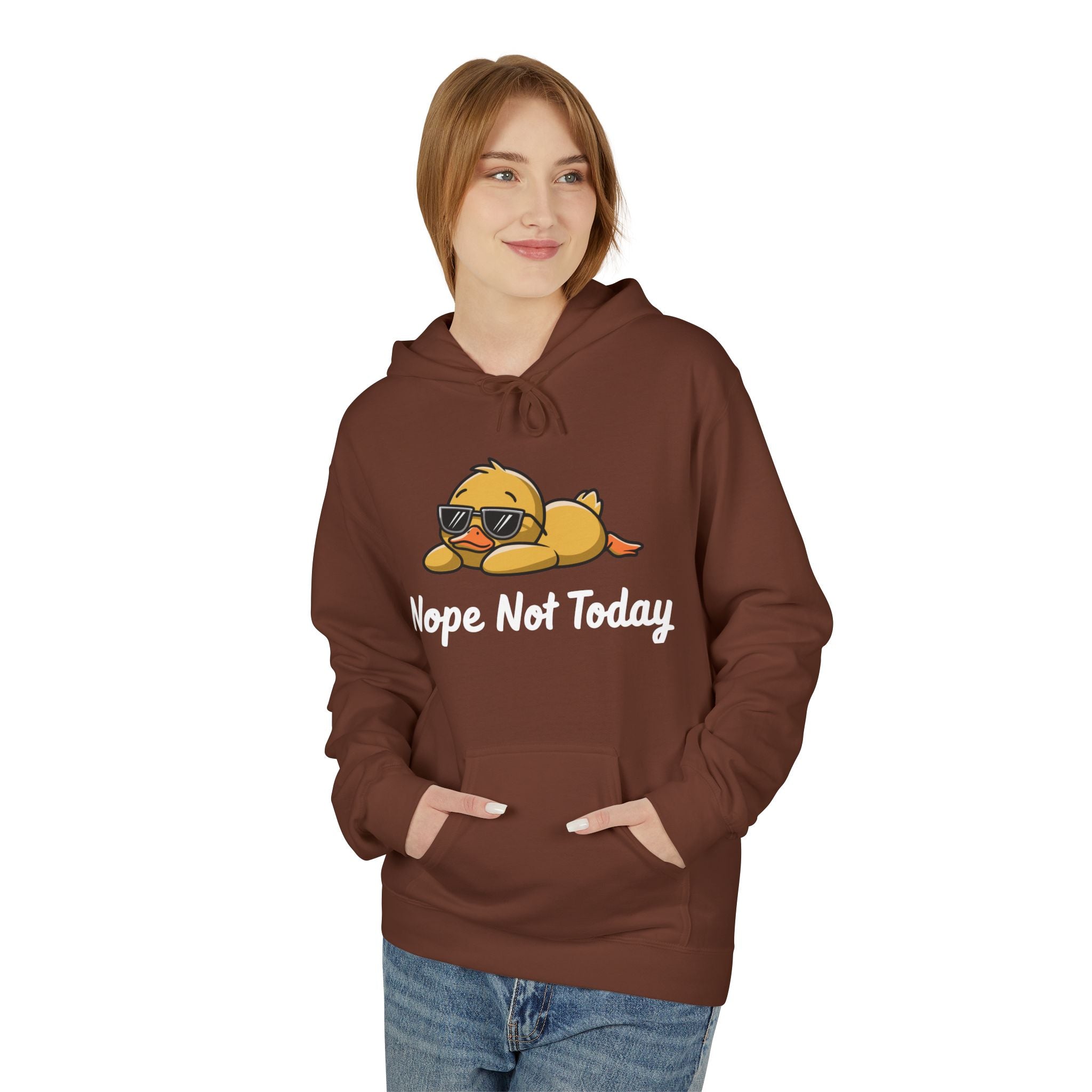 Funny Duck Graphic Hoodie – “Nope. Not Today.” Lazy Animal Meme wear | Cute Duck Illustration Hoodie | Aesthetic Streetwear