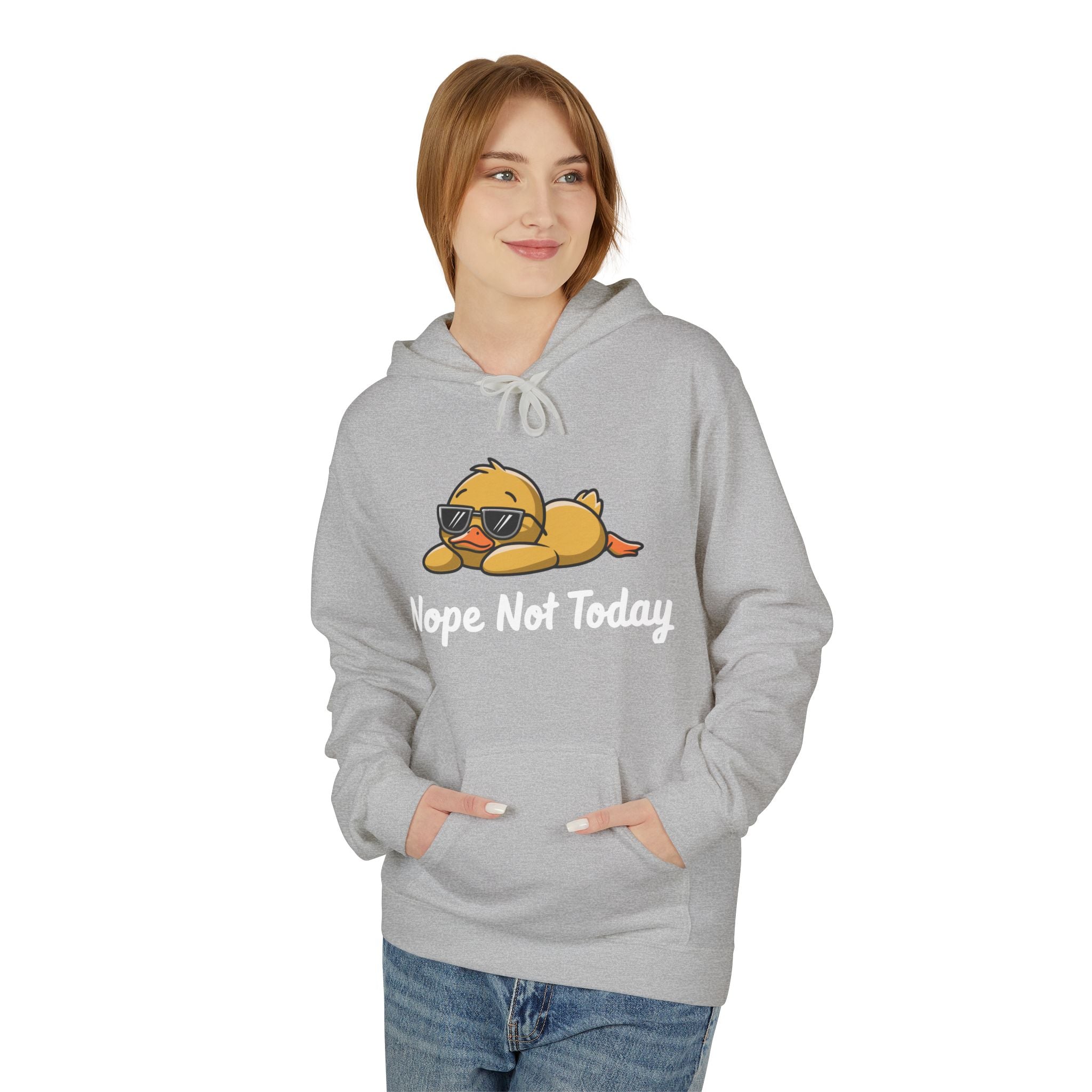 Funny Duck Graphic Hoodie – “Nope. Not Today.” Lazy Animal Meme wear | Cute Duck Illustration Hoodie | Aesthetic Streetwear