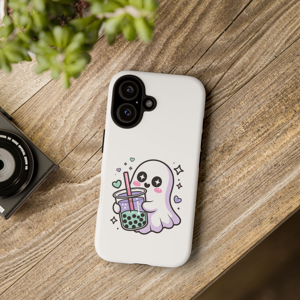 Cute Ghost Boba Phone Case – Kawaii Bubble Tea Ghost Cover | Spooky Cute Aesthetic Case