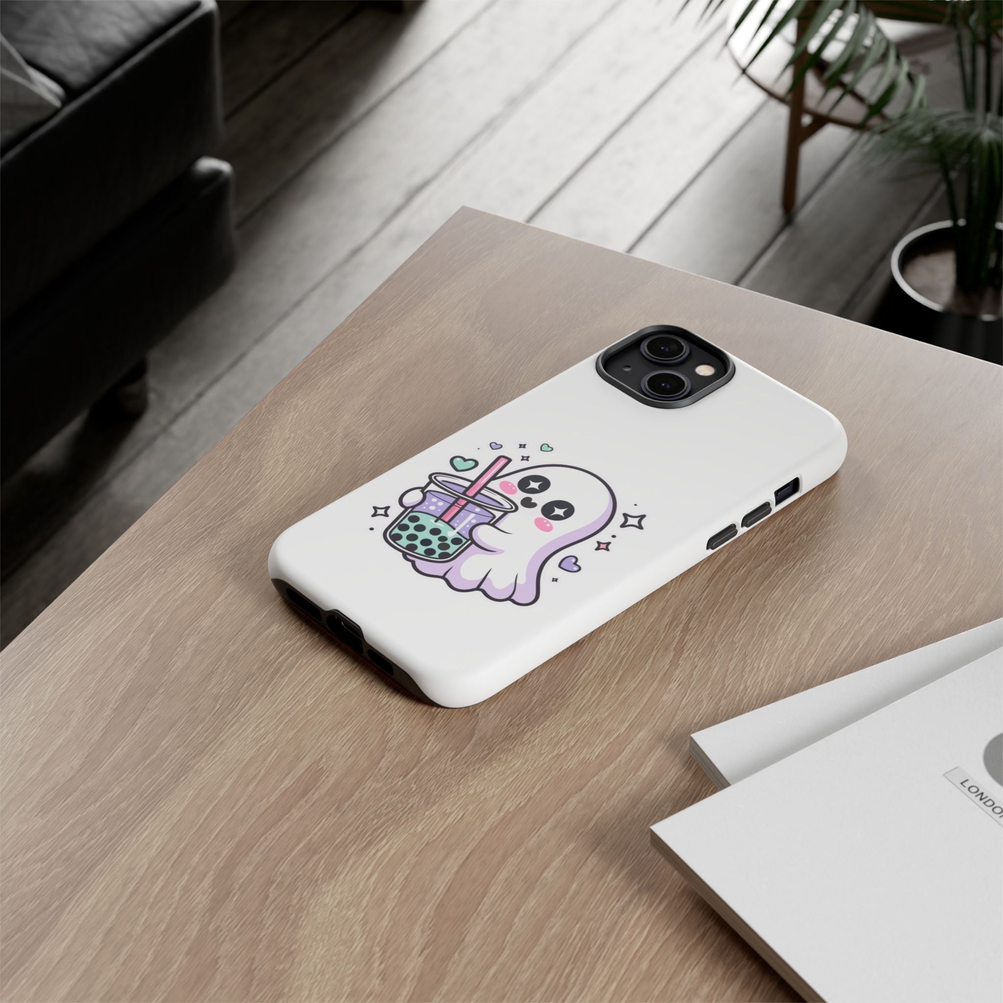 Cute Ghost Boba Phone Case – Kawaii Bubble Tea Ghost Cover | Spooky Cute Aesthetic Case
