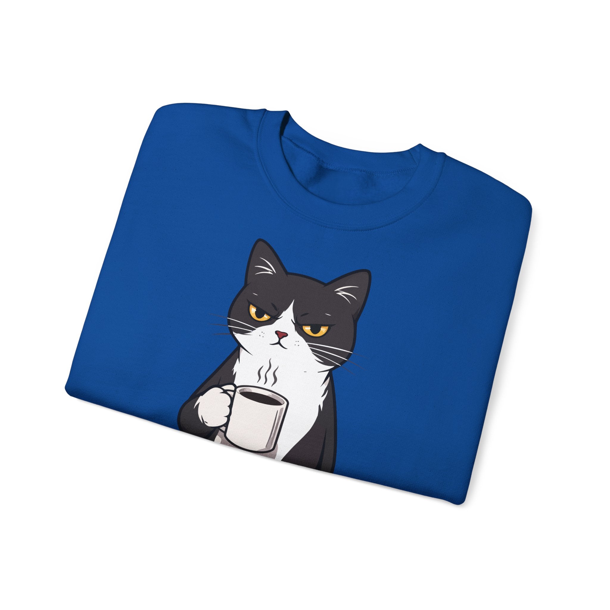 Funny Cat Coffee Sweatshirt – Coffee Because Murder Is Wrong | Sarcastic Cat Lover Graphic
