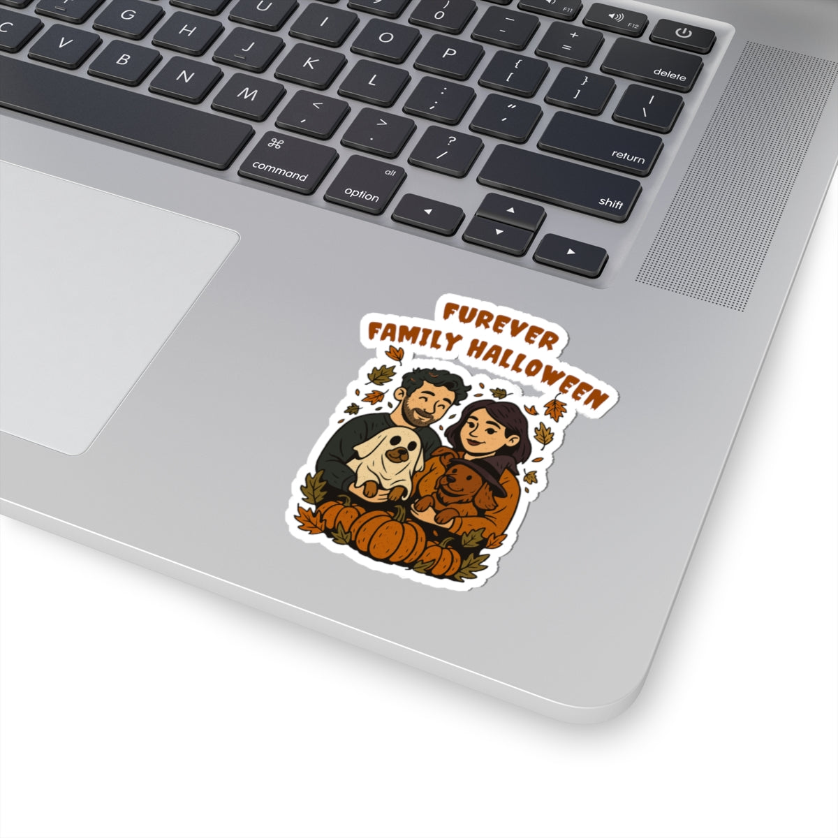 Halloween Family Sticker — “Furever Family Halloween” Dog + Pumpkin Kiss-Cut Sticker