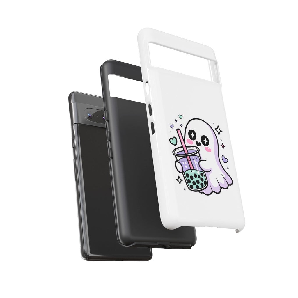 Cute Ghost Boba Phone Case – Kawaii Bubble Tea Ghost Cover | Spooky Cute Aesthetic Case