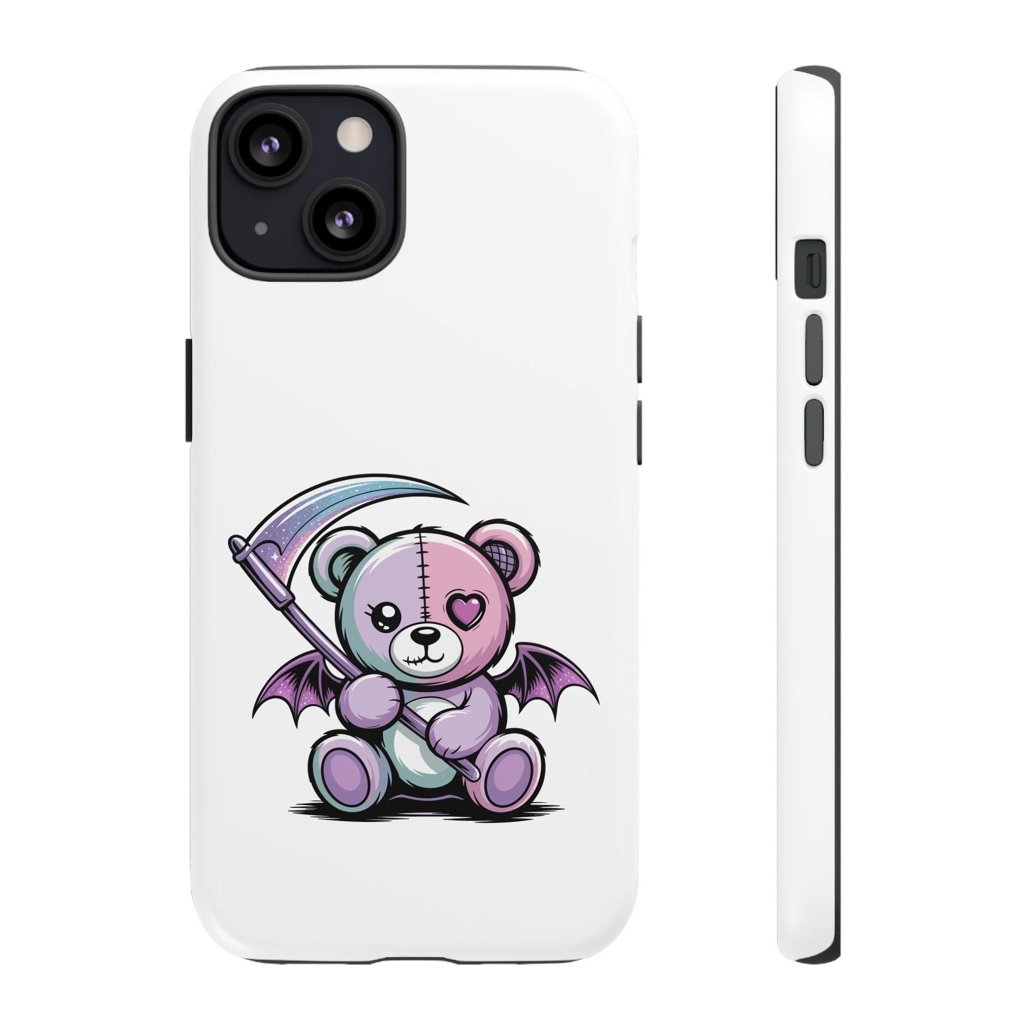 Pastel Goth Teddy Bear Phone Case – Creepy Cute Winged Bear with Scythe | Kawaii Goth Aesthetic Case