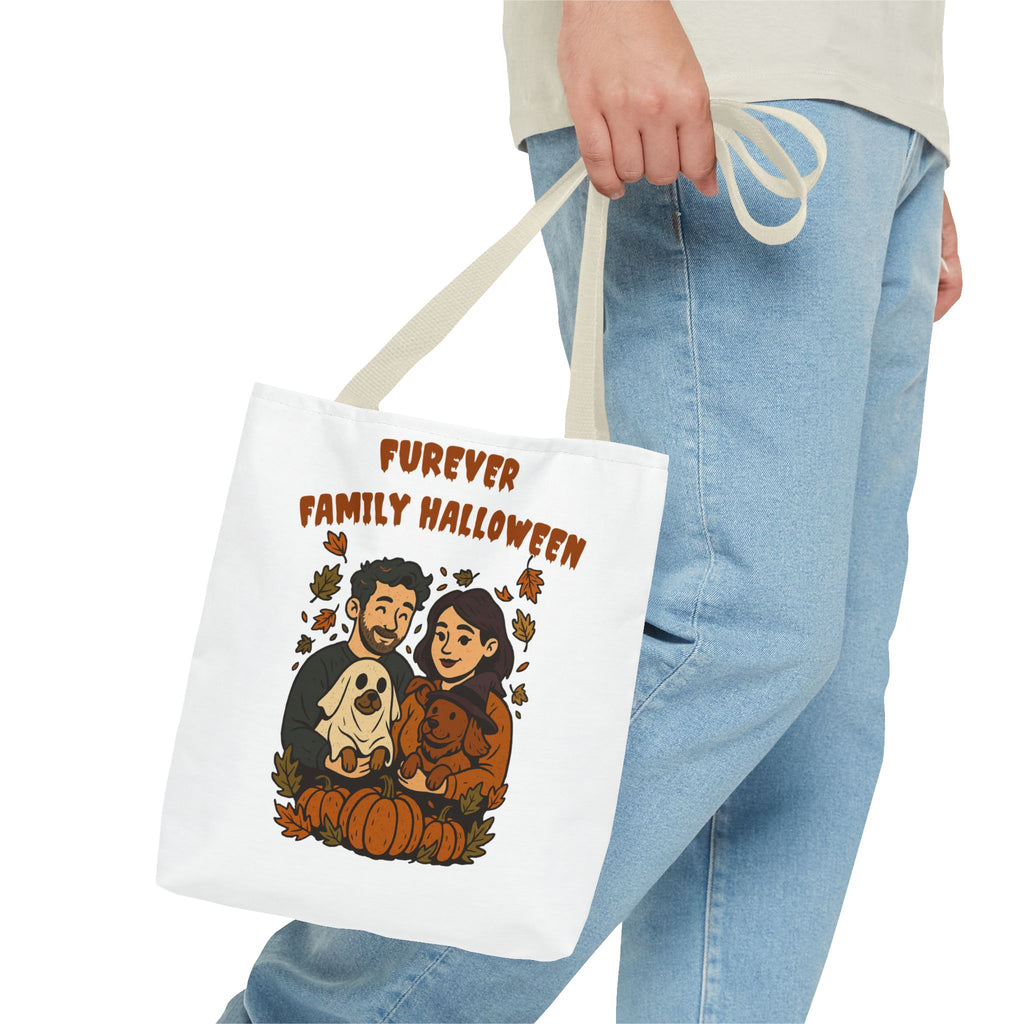 Halloween Dog Tote Bag — Dog Lover “Furever Family Halloween” Autumn Pumpkin Pet Tote