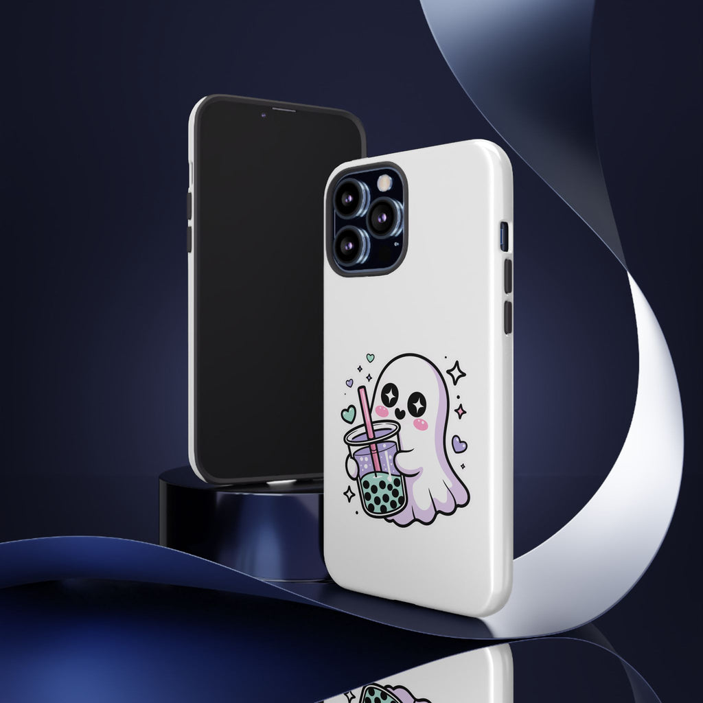 Cute Ghost Boba Phone Case – Kawaii Bubble Tea Ghost Cover | Spooky Cute Aesthetic Case