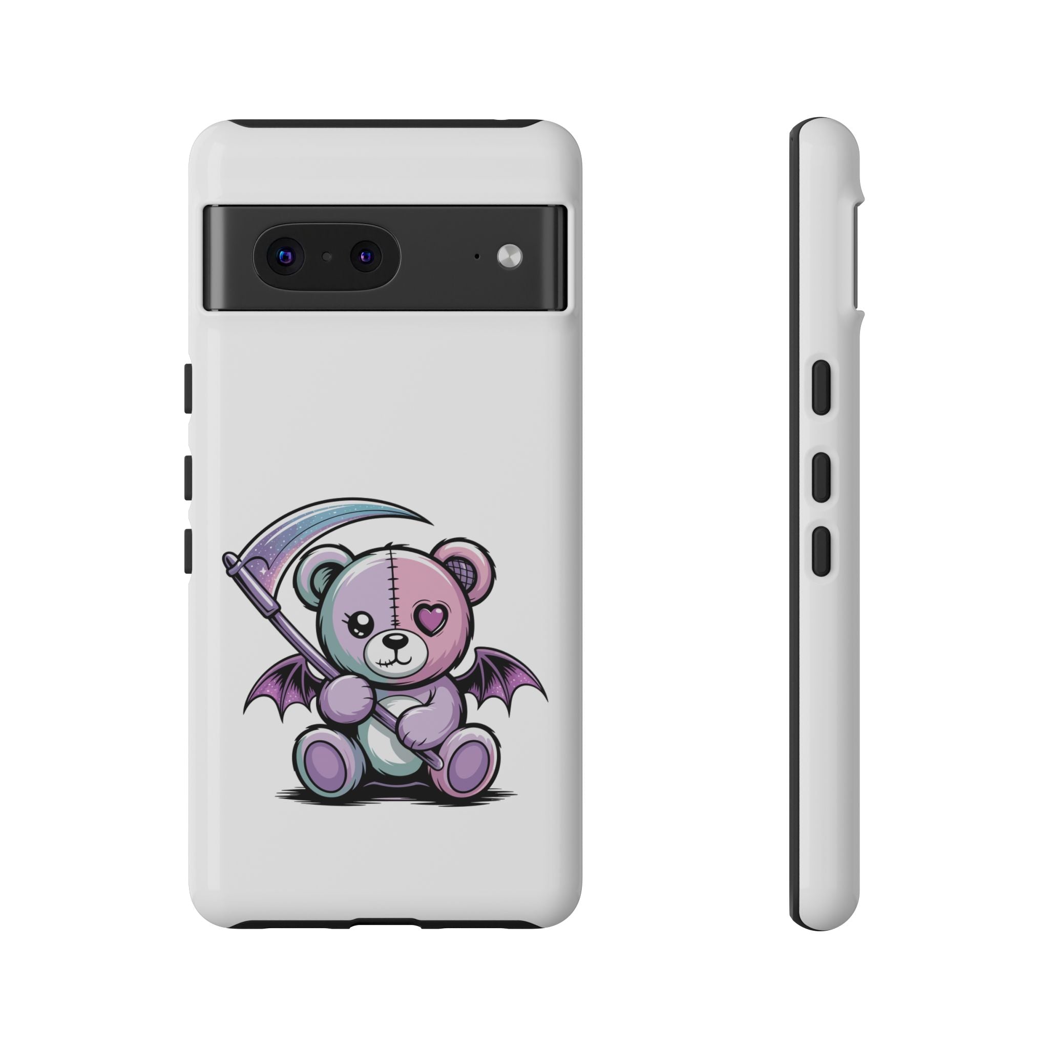 Pastel Goth Teddy Bear Phone Case – Creepy Cute Winged Bear with Scythe | Kawaii Goth Aesthetic Case