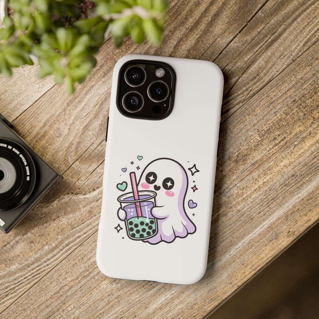Cute Ghost Boba Phone Case – Kawaii Bubble Tea Ghost Cover | Spooky Cute Aesthetic Case