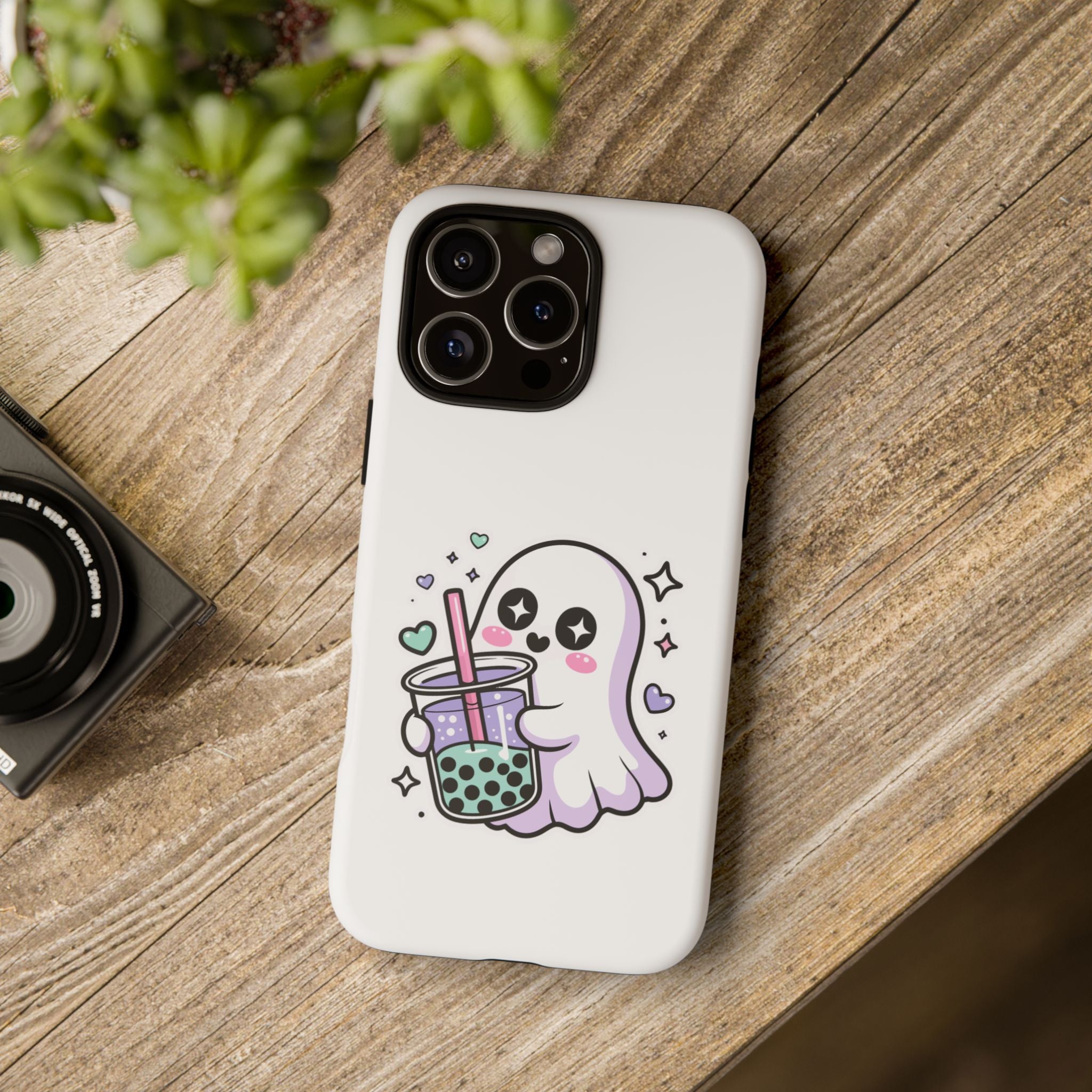 Cute Ghost Boba Phone Case – Kawaii Bubble Tea Ghost Cover | Spooky Cute Aesthetic Case