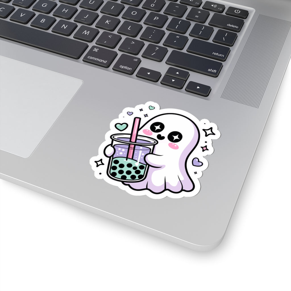 Cute Ghost Boba Sticker – Kawaii Bubble Tea Ghost Vinyl Decal | Spooky Cute Aesthetic