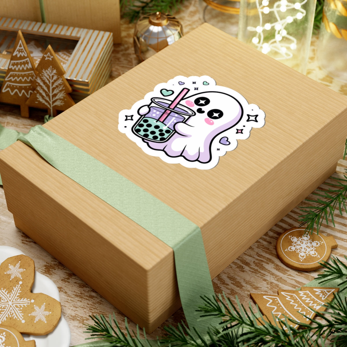 Cute Ghost Boba Sticker – Kawaii Bubble Tea Ghost Vinyl Decal | Spooky Cute Aesthetic