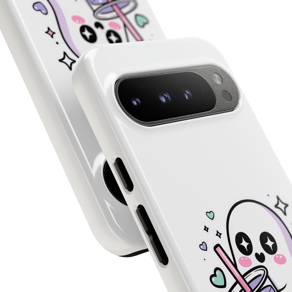 Cute Ghost Boba Phone Case – Kawaii Bubble Tea Ghost Cover | Spooky Cute Aesthetic Case