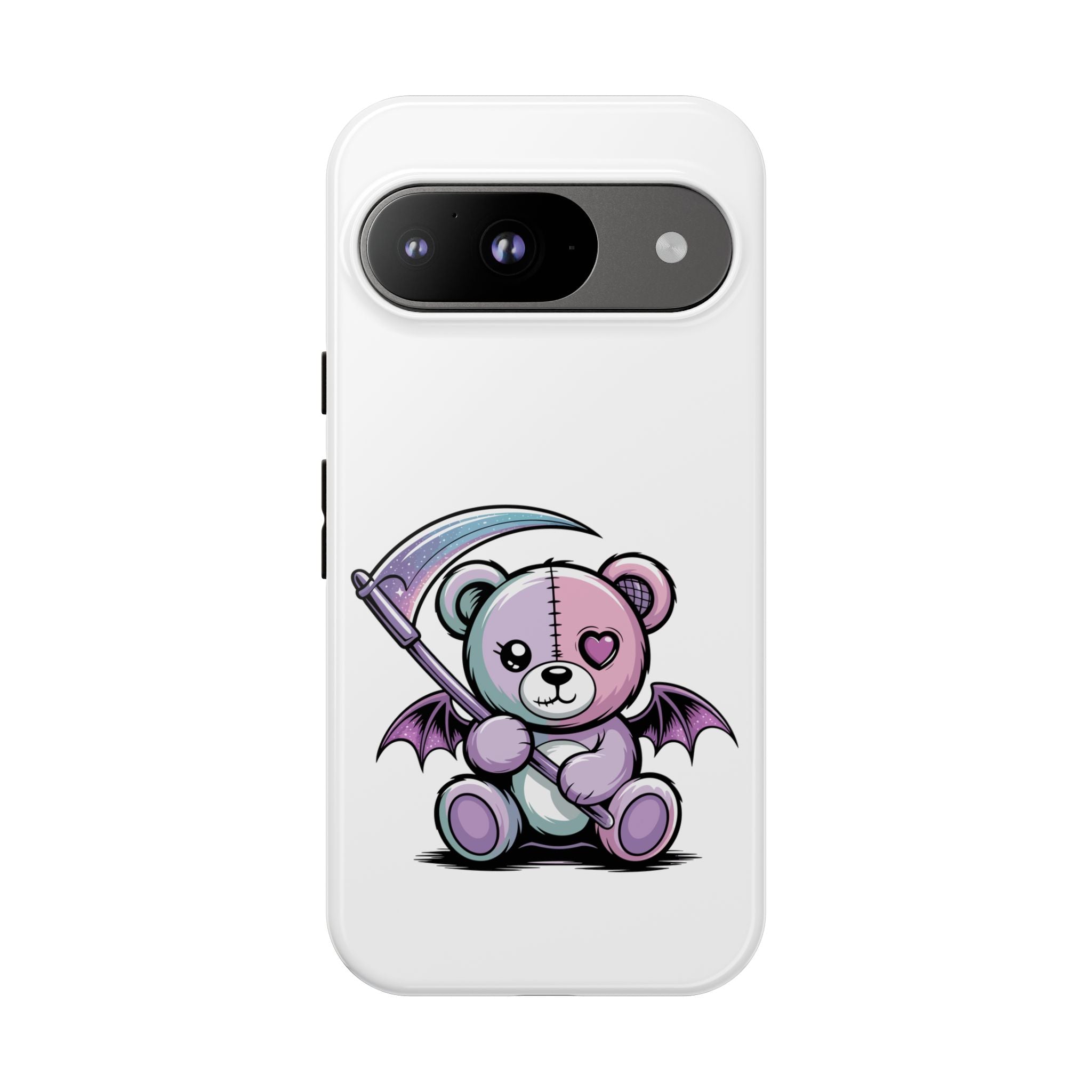 Pastel Goth Teddy Bear Phone Case – Creepy Cute Winged Bear with Scythe | Kawaii Goth Aesthetic Case