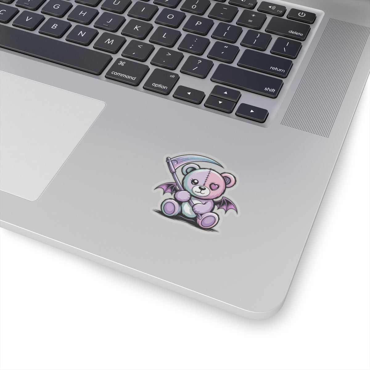 Cute Pastel Goth Teddy Bear Sticker – Creepy Cute Winged Bear with Scythe | Kawaii Goth Vinyl Decal